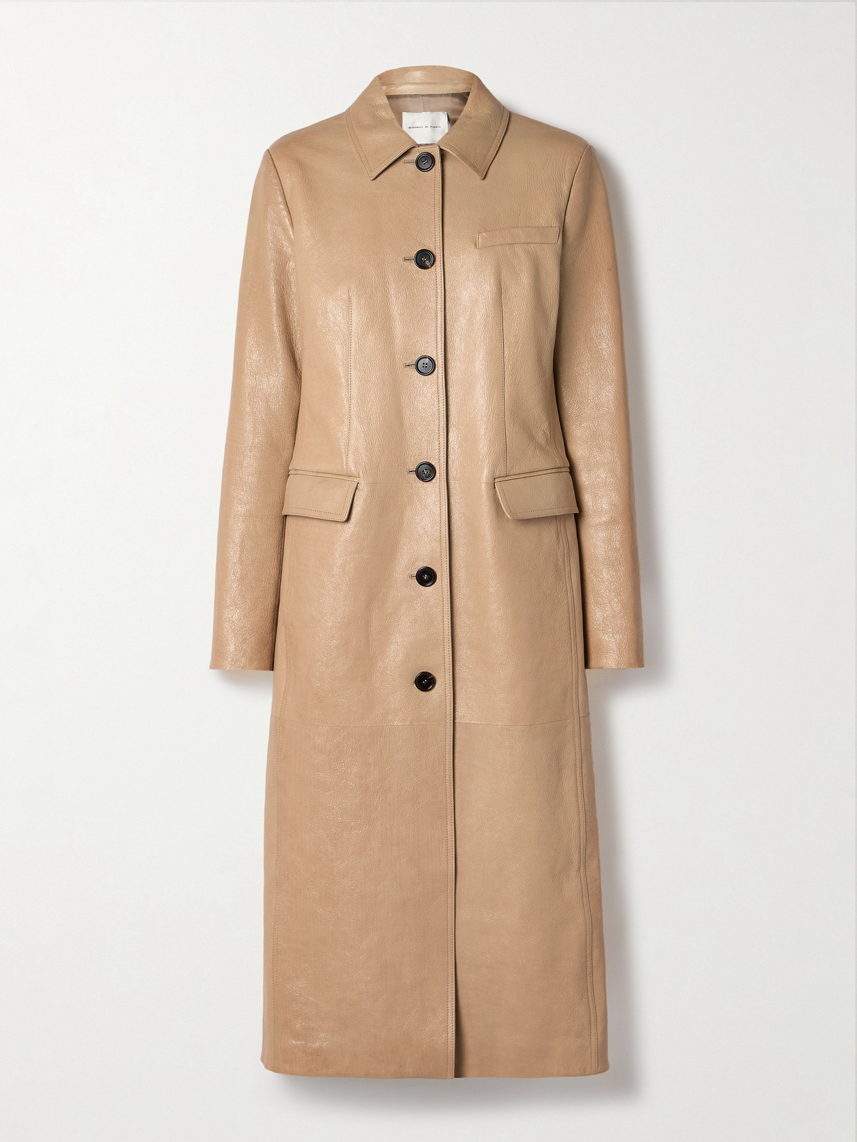Veronica De Piante Kate Textured-leather Coat In Neutrals