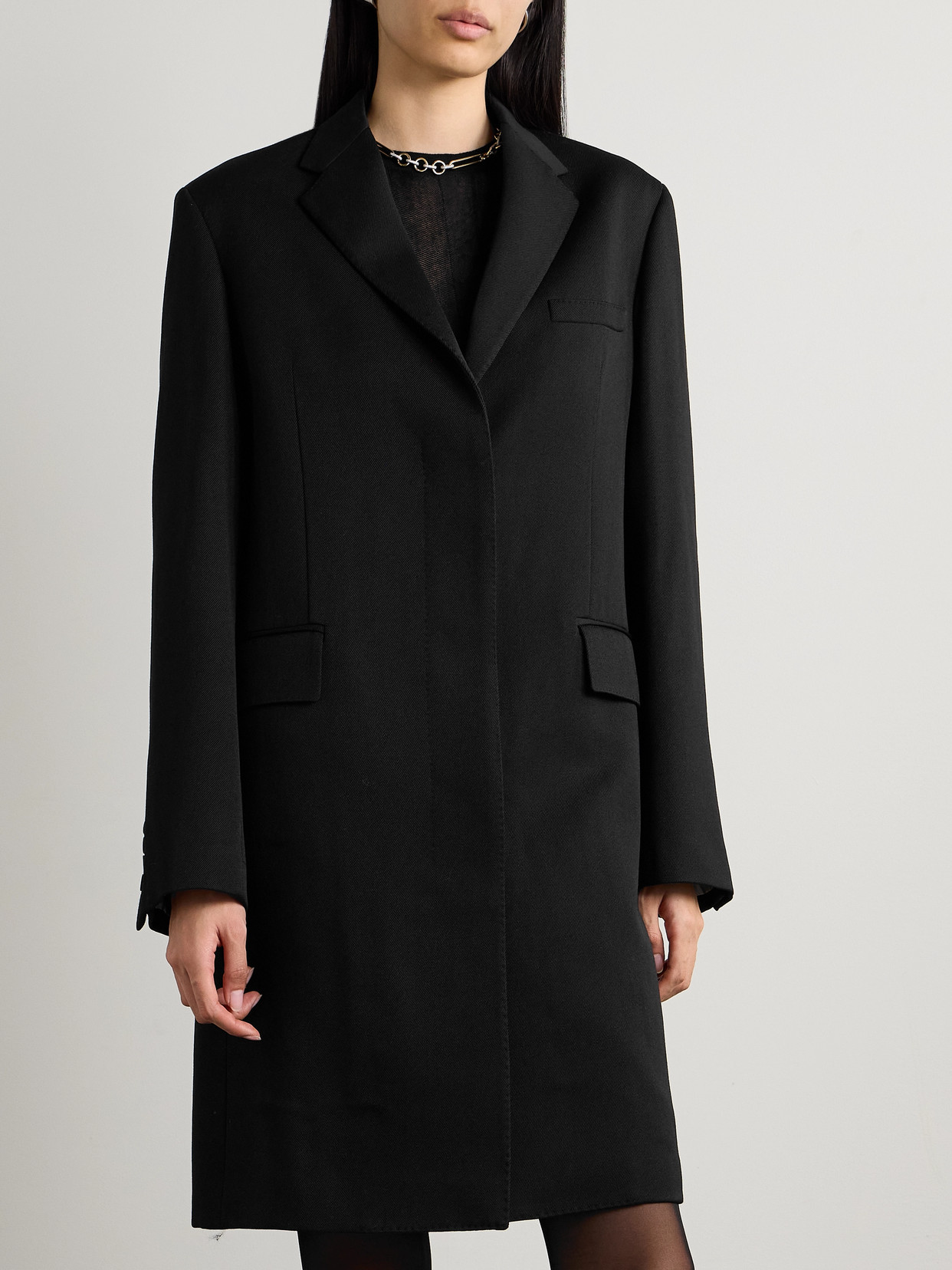 Veronica De Piante Arlo Wool-twill Coat In Black