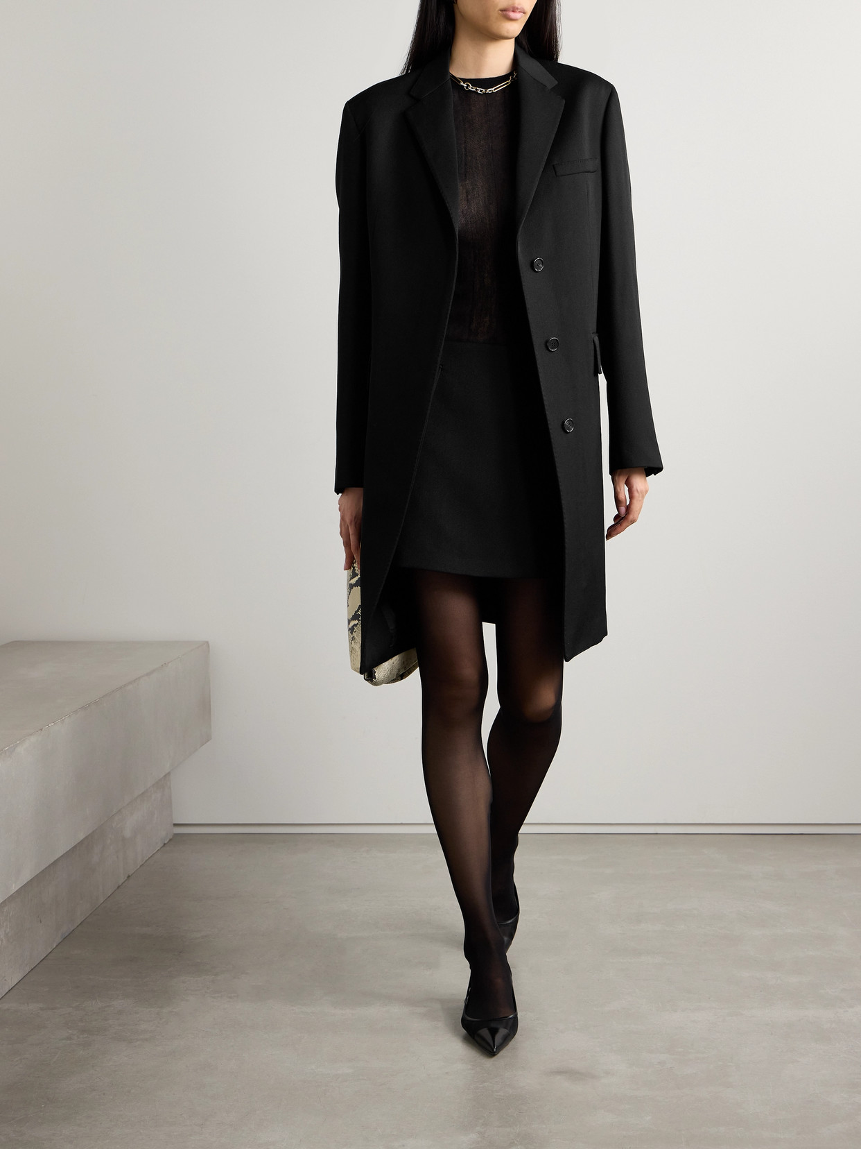 Veronica De Piante Arlo Wool-twill Coat In Black