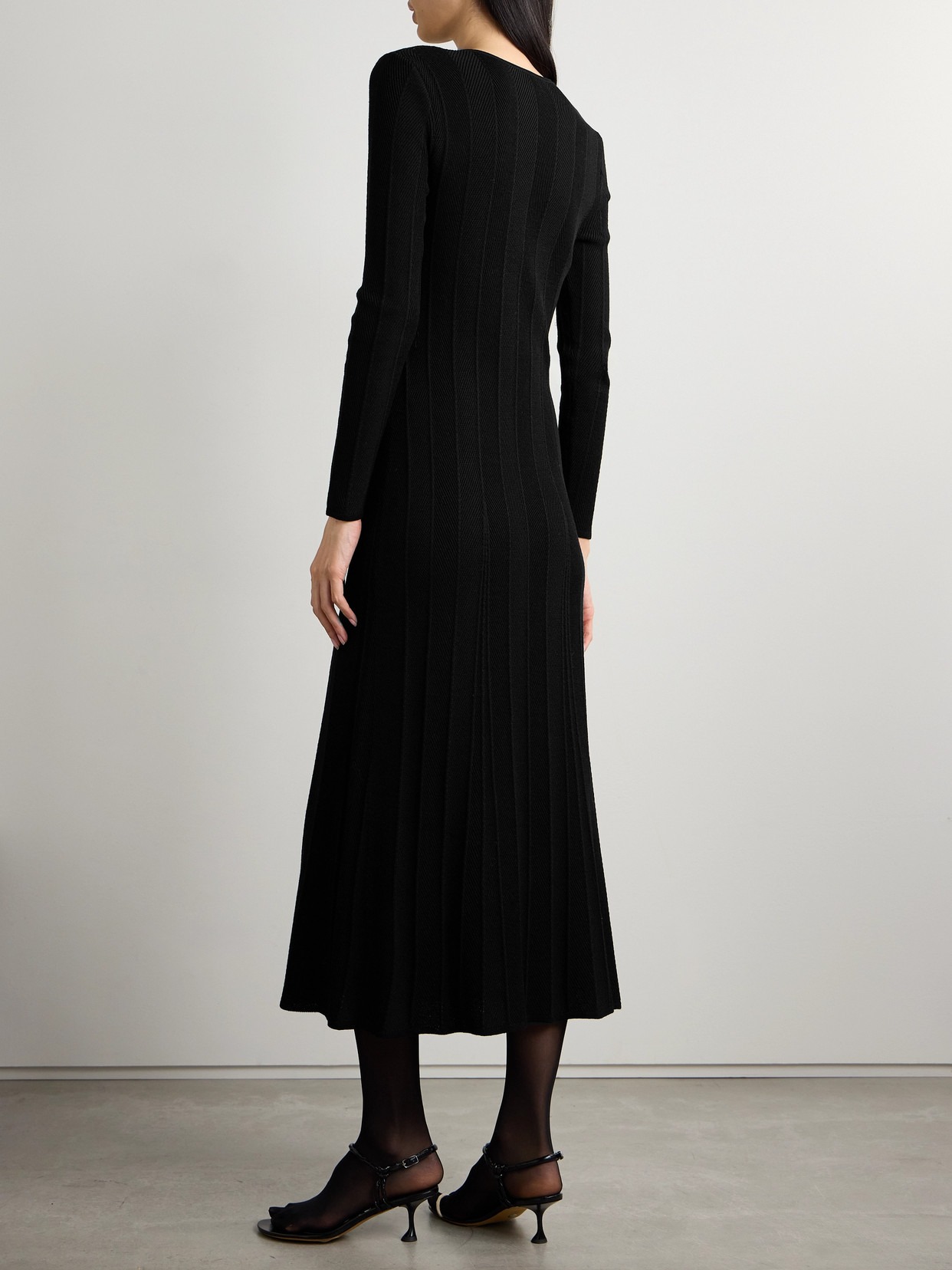 Veronica De Piante Anais Ribbed Wool Midi Dress In Black