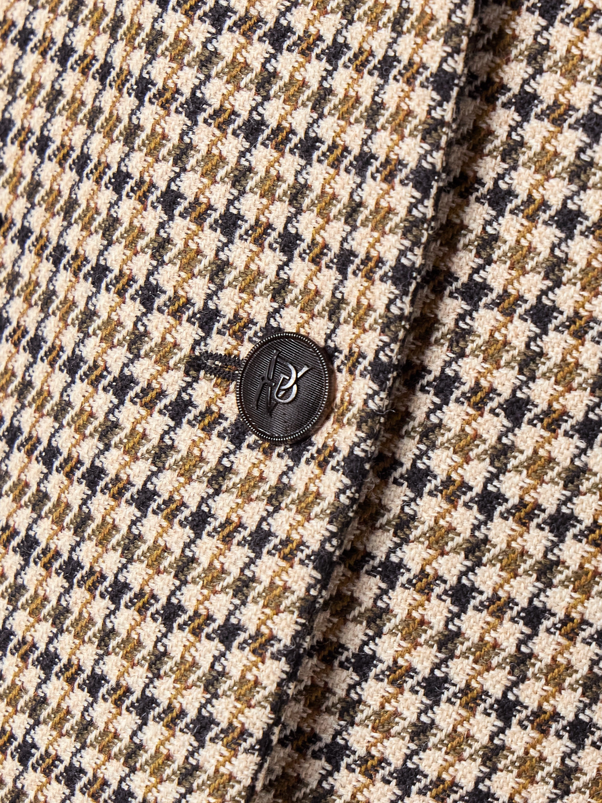 Veronica De Piante Sebastian Grosgrain-trimmed Houndstooth Wool Blazer In Brown