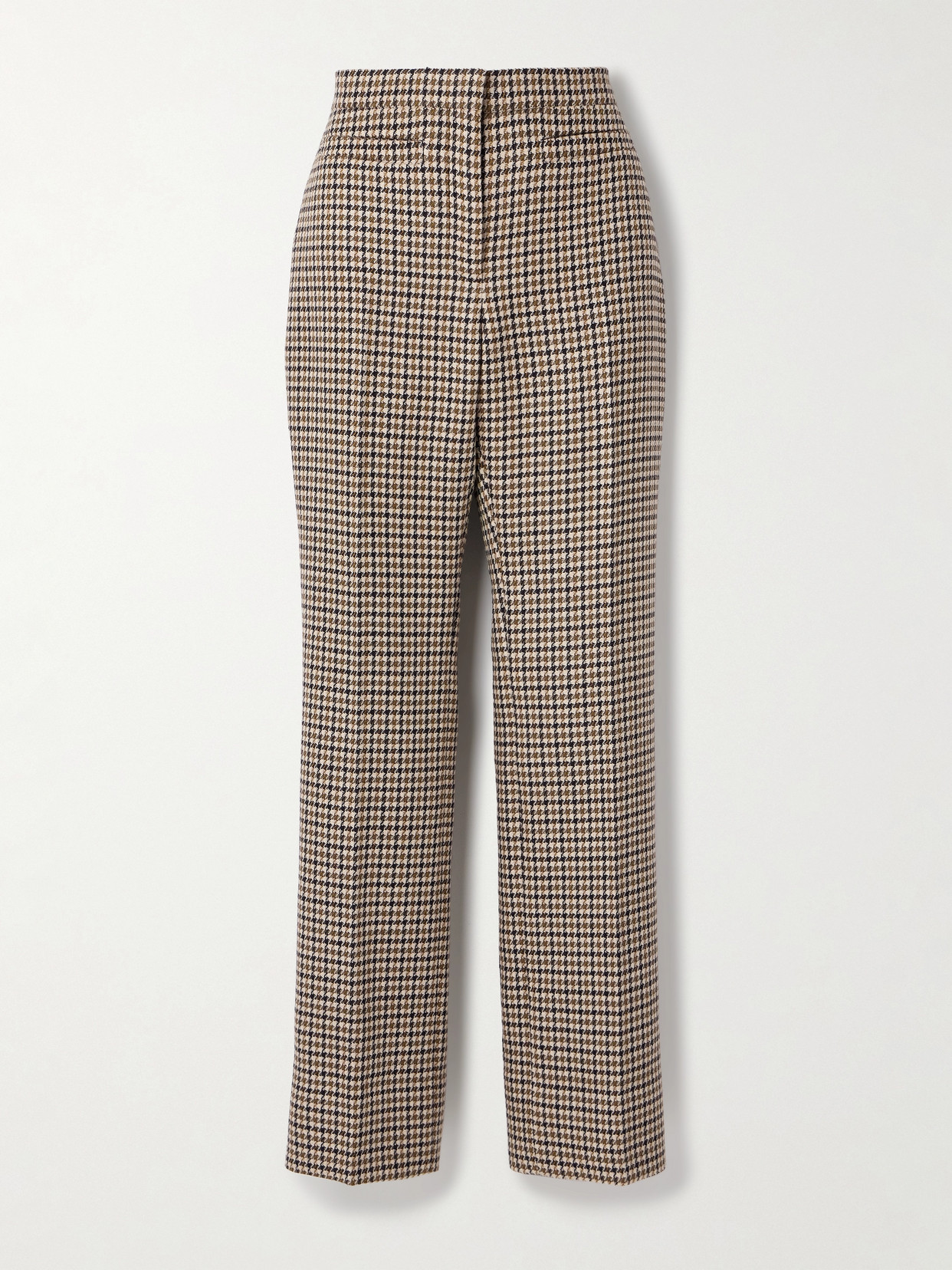 Veronica De Piante Riley Houndstooth Wool Straight-leg Trousers In Brown