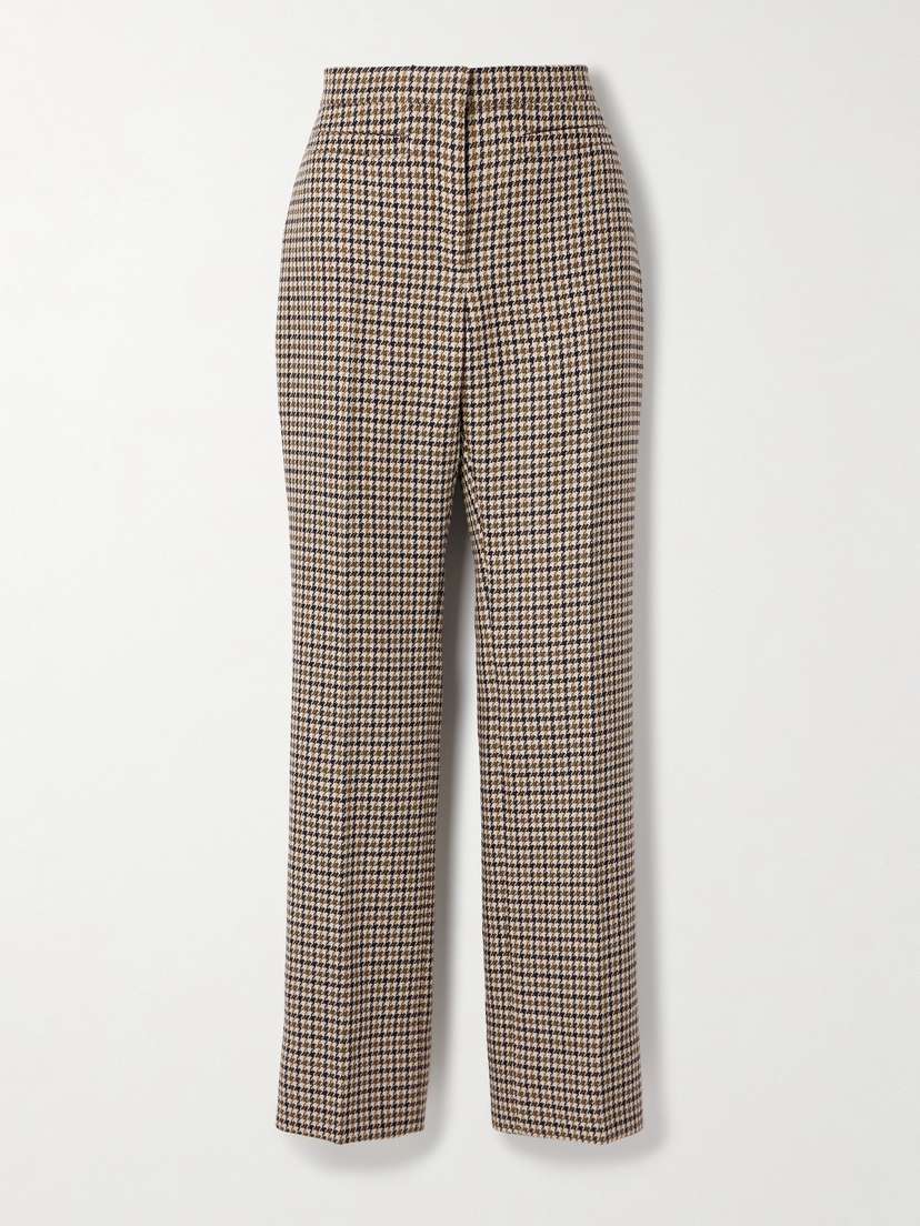 Veronica de Piante Riley Houndstooth Wool Straight-leg Pants