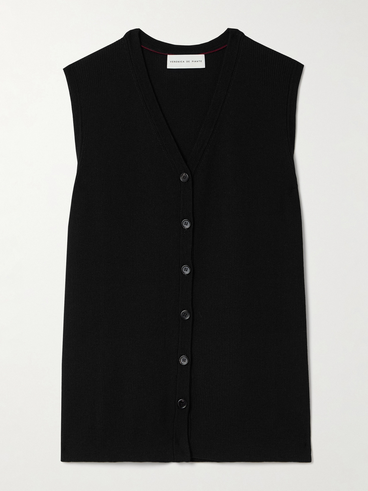 Veronica de Piante - Alice Ribbed Merino Wool Vest - Black