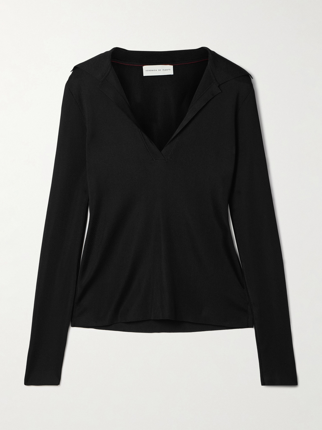Veronica De Piante Ada Stretch-knit Polo Shirt In Black