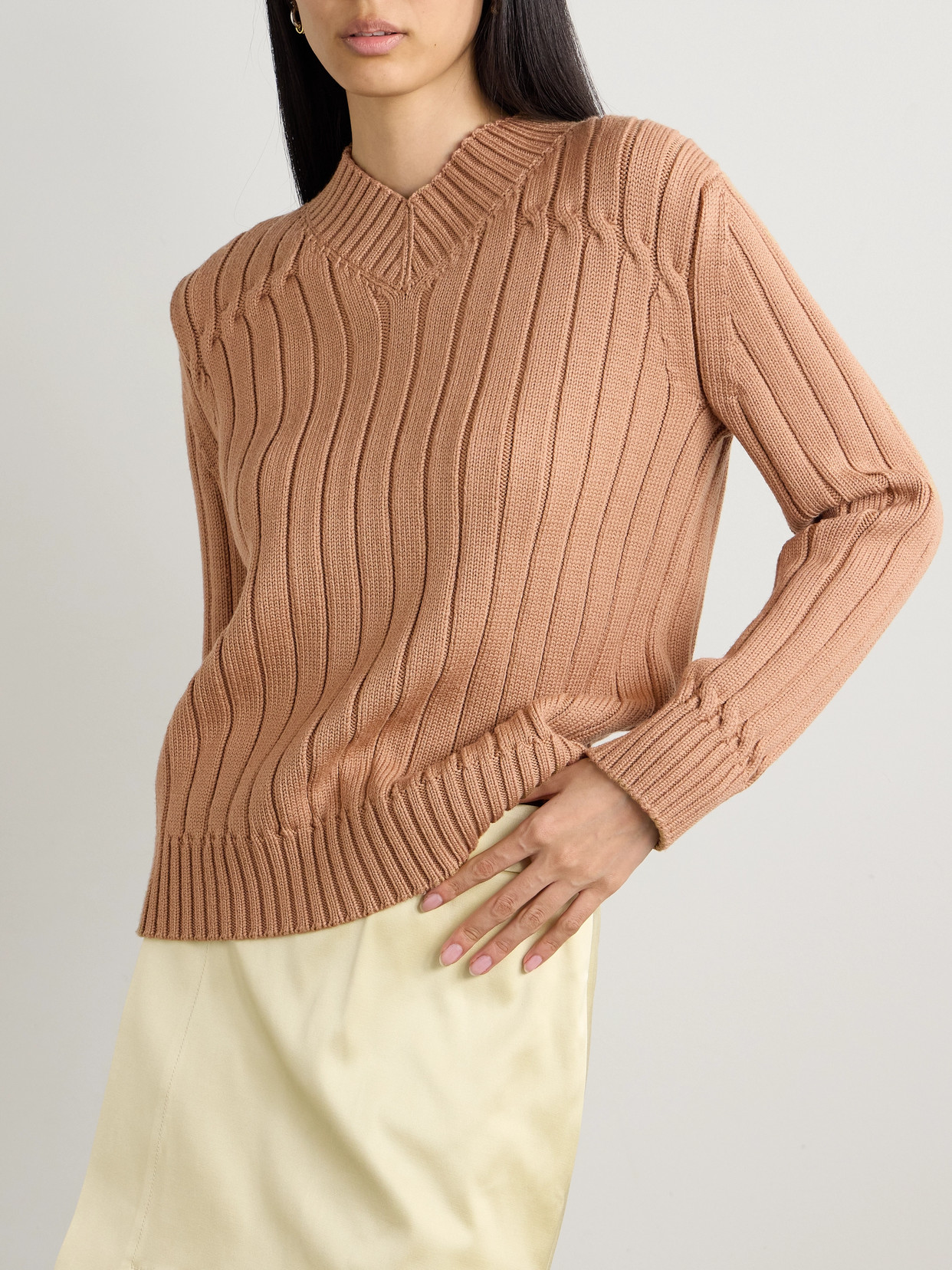 Veronica De Piante Lola Ribbed Wool Sweater In Neutrals