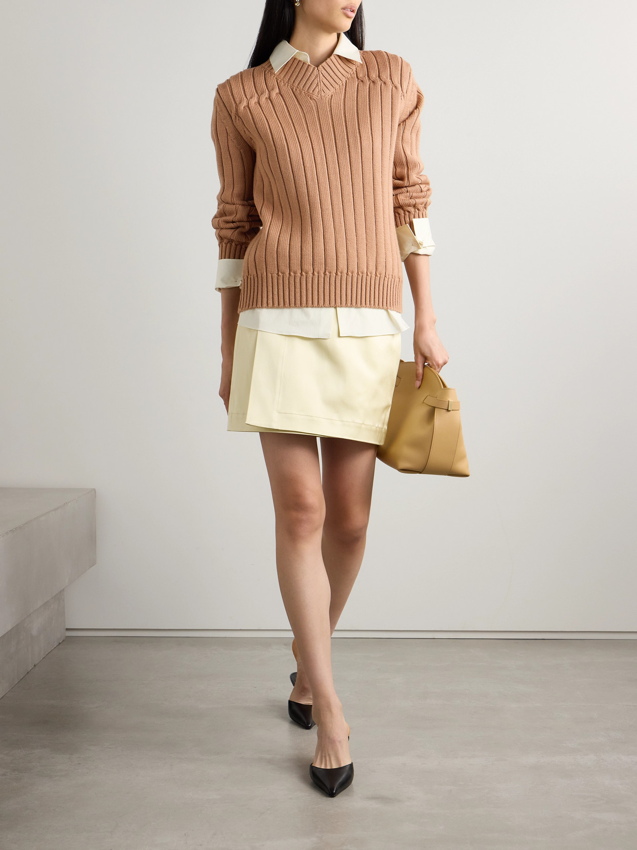 Veronica De Piante Lola Ribbed Wool Sweater In Neutrals