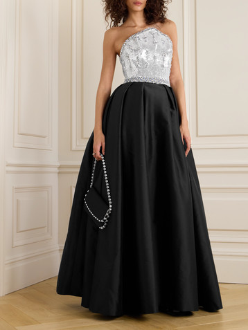 SABINA BILENKO Crystal-embellished sequined mikado gown
