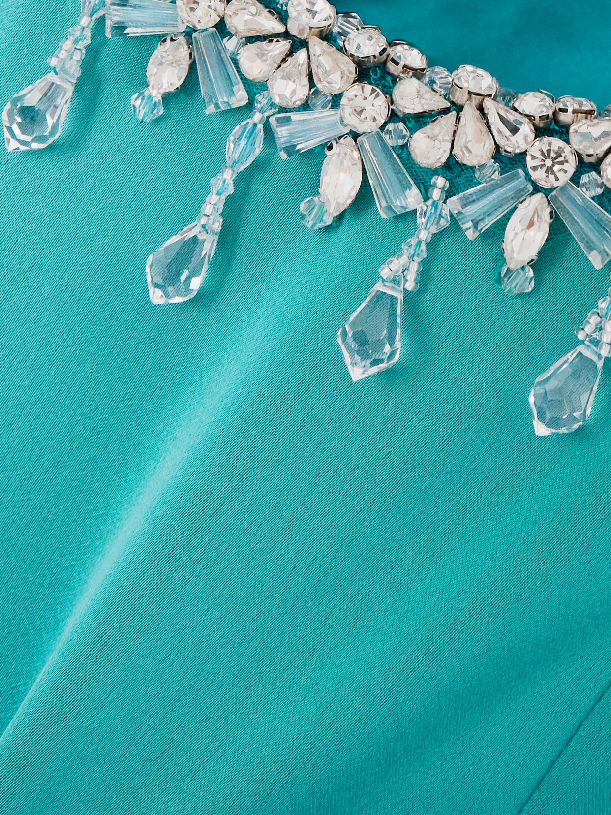 Sabina Bilenko Strapless Cutout Crystal-embellished Satin Gown In Green