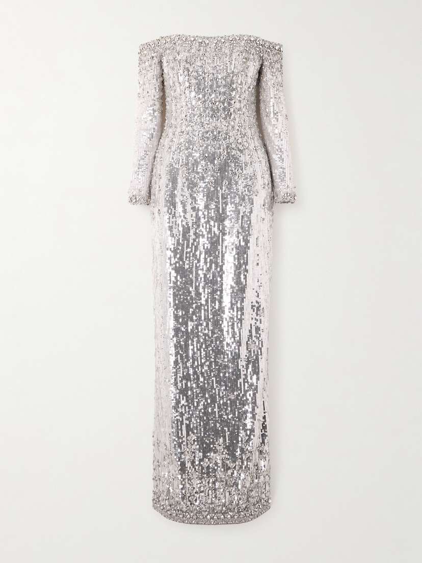 Sabina Bilenko Off-the-shoulder Embellished Tulle Gown - UK 10