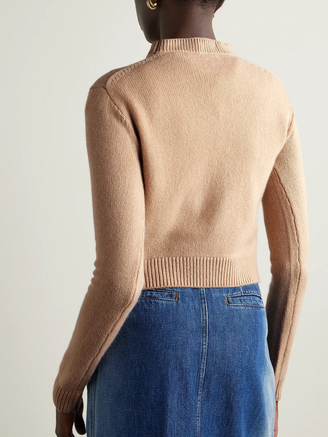 The Elder Statesman Cropped Cashmere Sweater In Brown