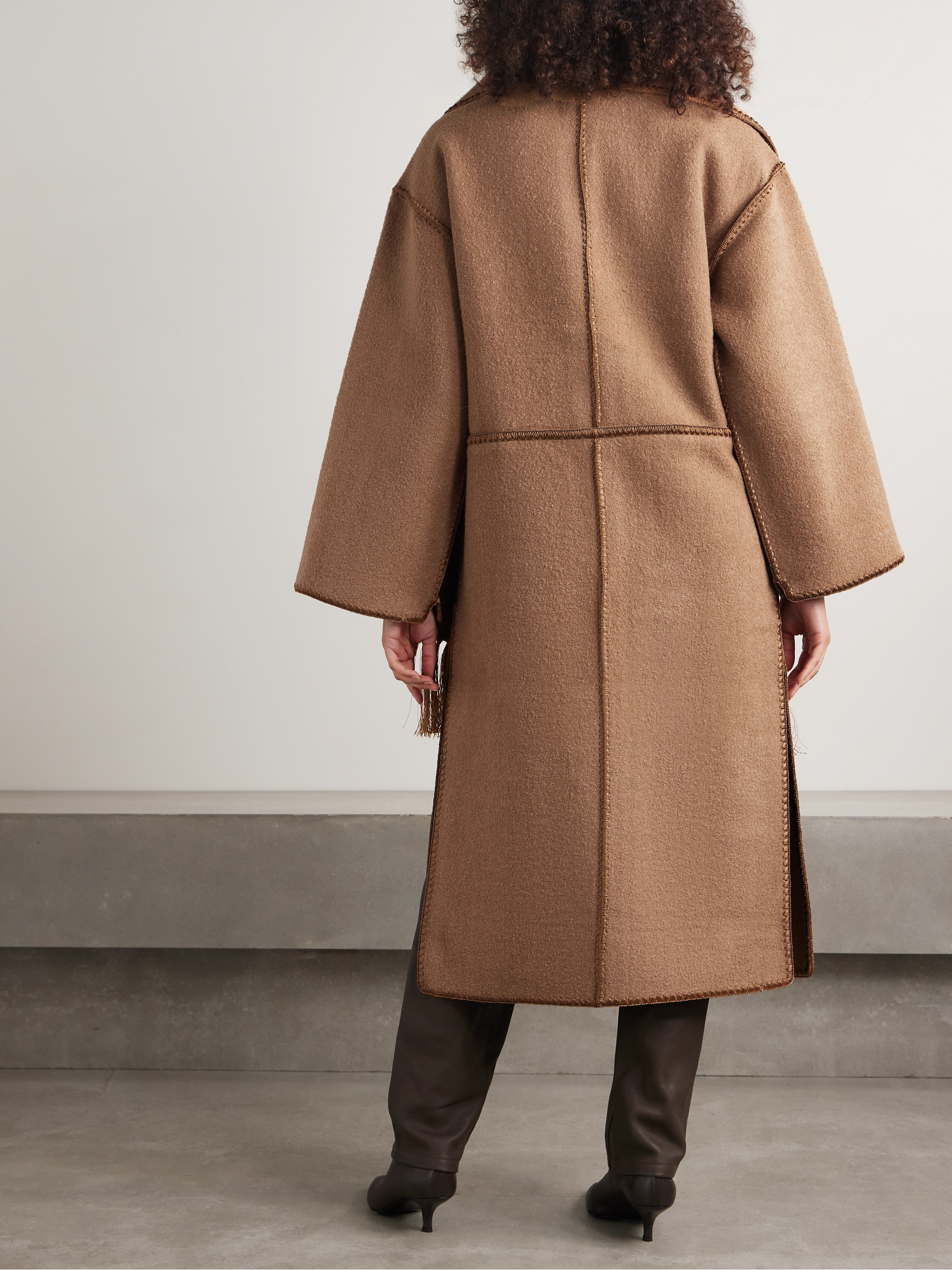 TOTEME Draped fringed wool-blend bouclé coat