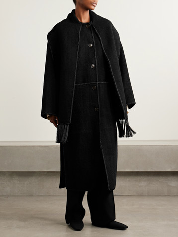 TOTEME Draped fringed wool-blend bouclé coat