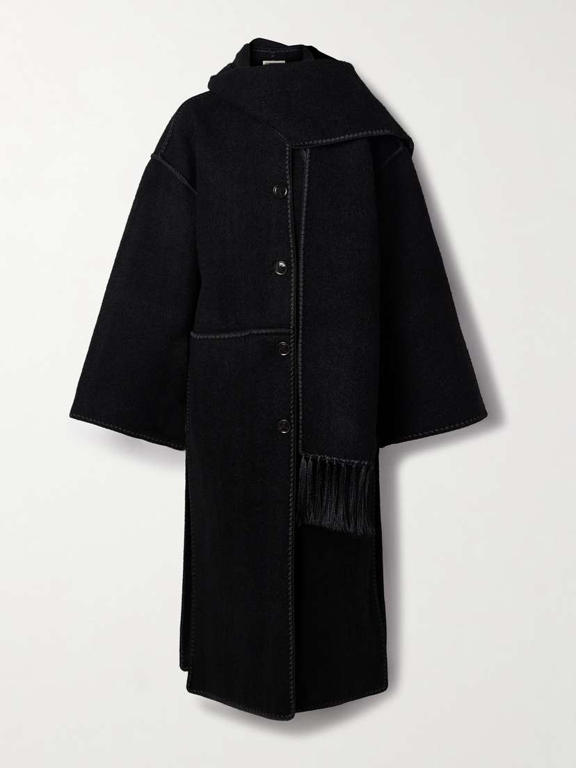 TOTEME Draped Fringed Wool-blend Bouclé Coat