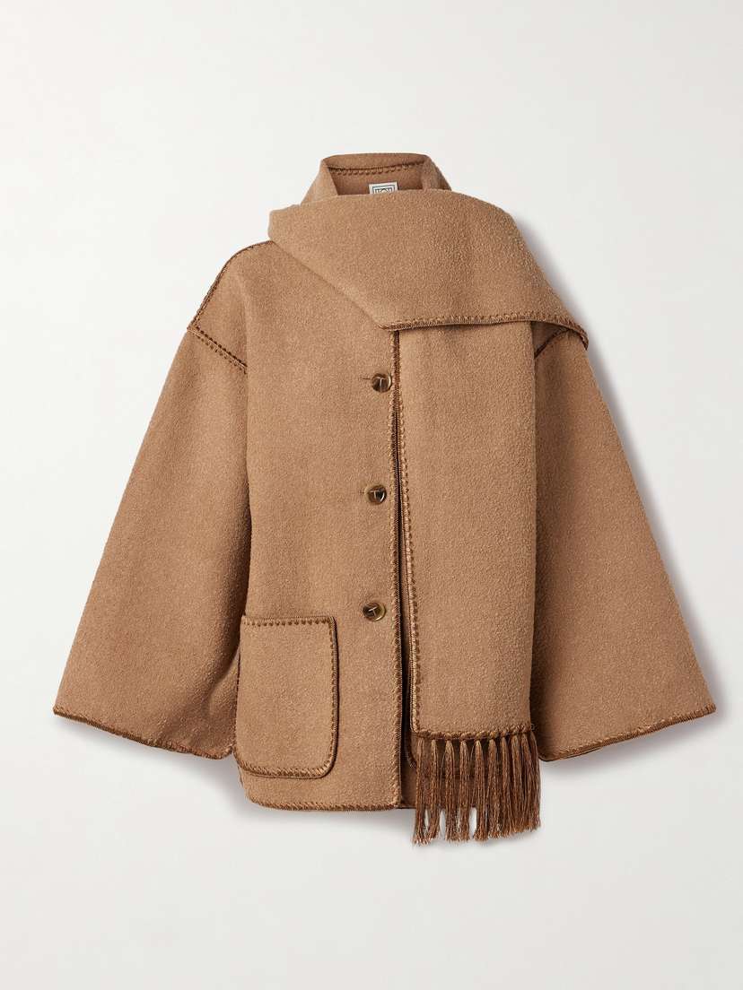 Toteme — Draped fringed wool-blend bouclé jacket