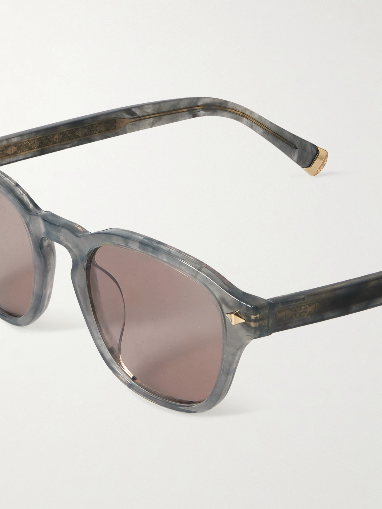 Brunello Cucinelli Round-frame Acetate Sunglasses In Gray
