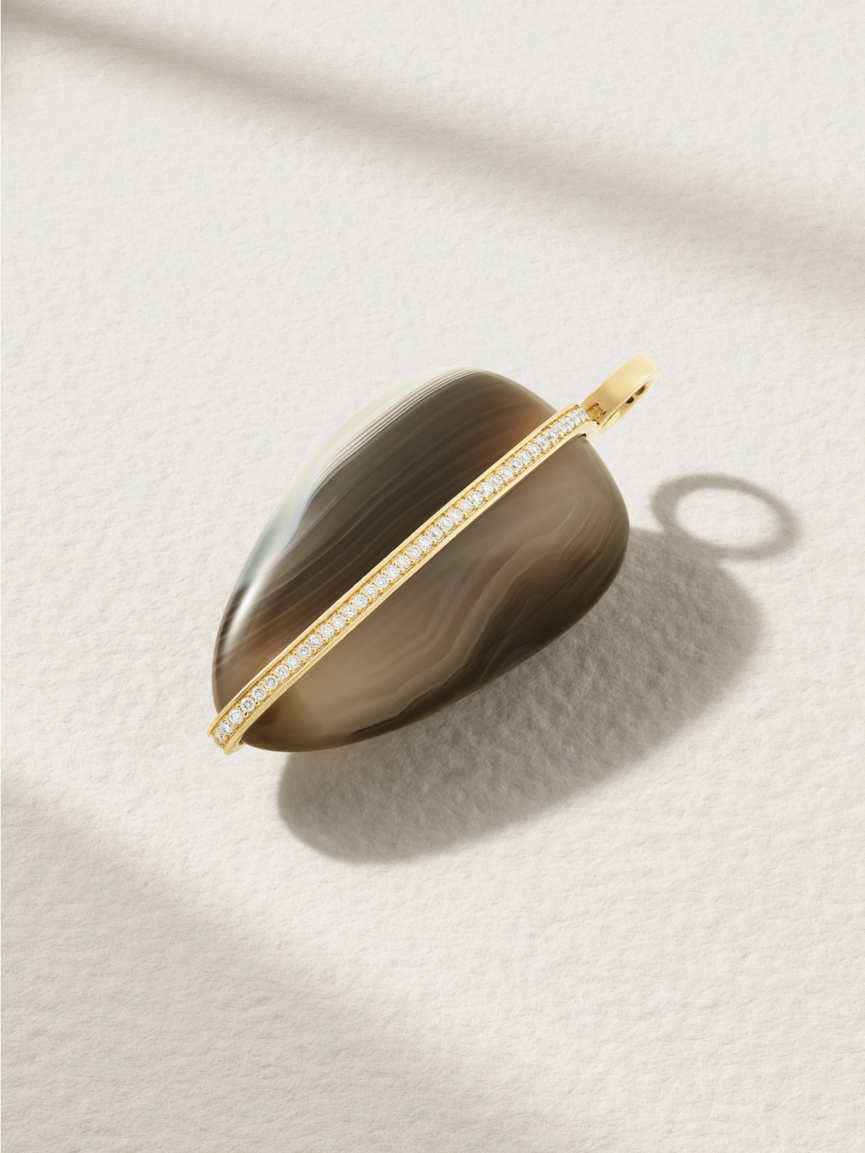 By Pariah - Pebble 14-karat Recycled Gold, Agate And Diamond Pendant - Brown
