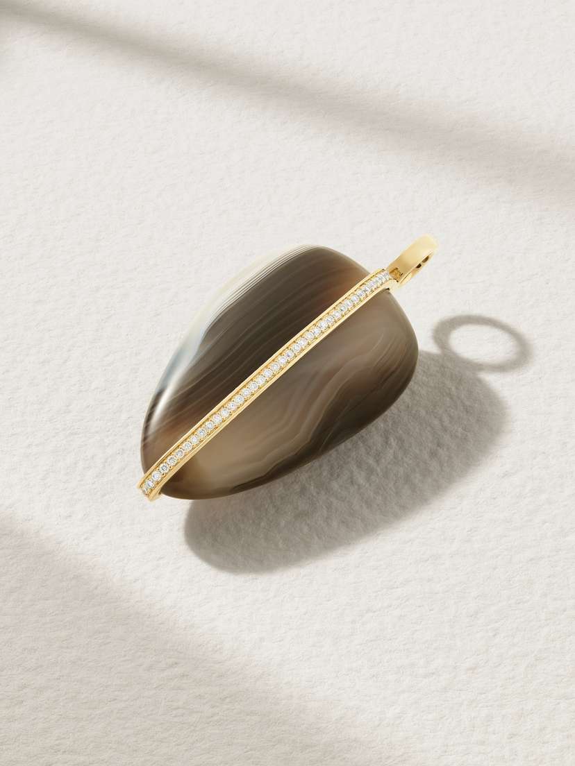By Pariah Pebble 14-karat Recycled Gold, Agate And Diamond Pendant