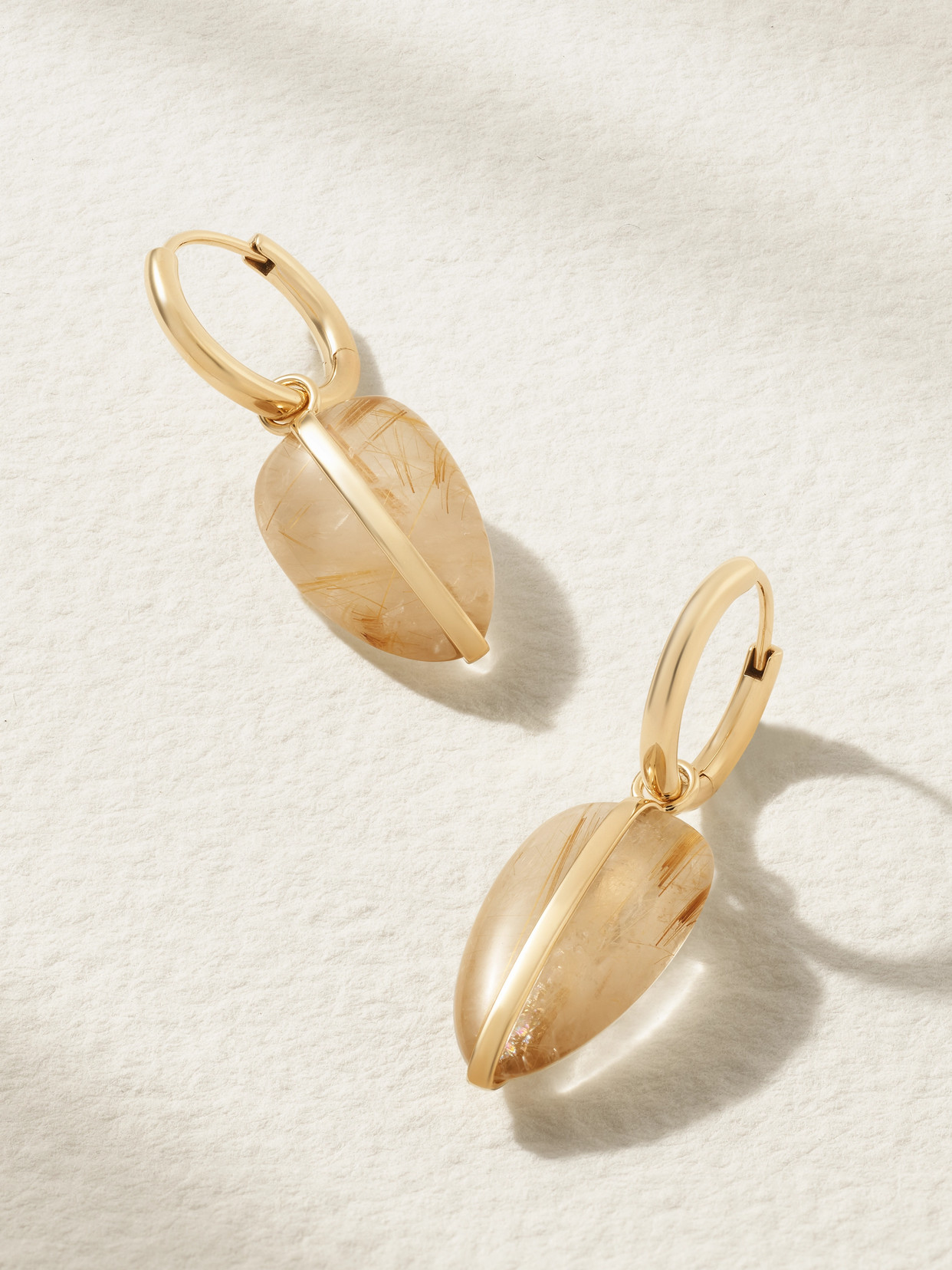 By Pariah - Pebble 14-karat Recycled Gold Quartz Hoop Earrings - One size