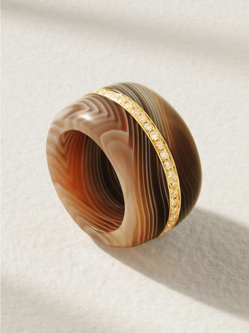 By Pariah Pebble 14-karat Recycled Gold, Agate And Diamond Ring