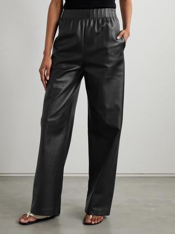 Fforme Murphy pleated leather wide-leg pants