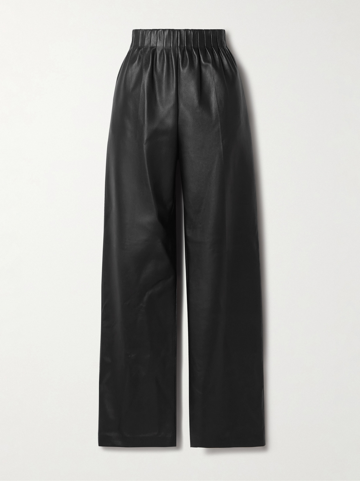Fforme Murphy Pleated Leather Wide-leg Pants In Black