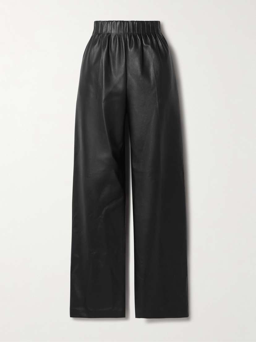 FFORME Murphy Pleated Leather Wide-leg Pants