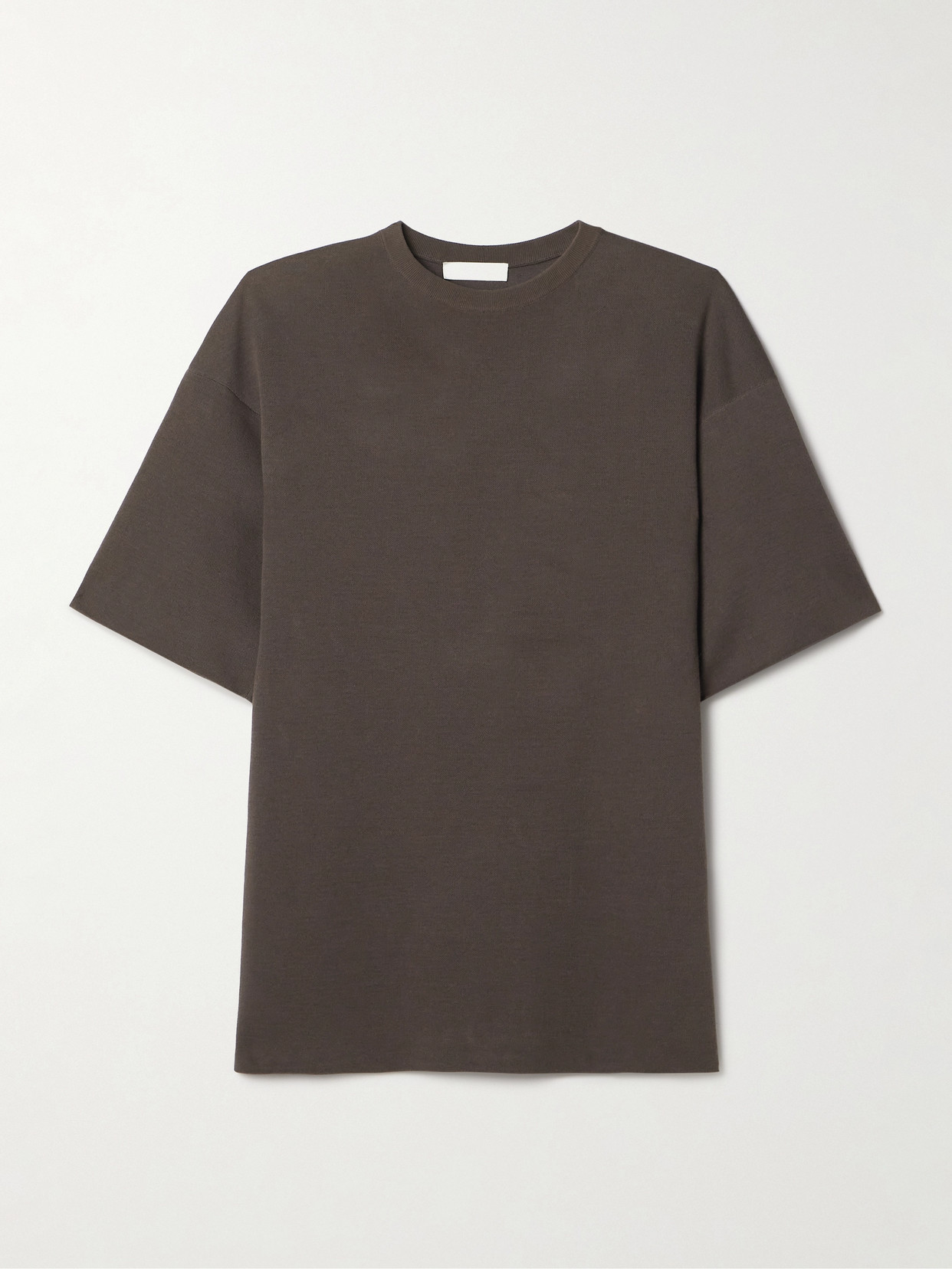 Fforme Dwyn Wool And Cotton-blend T-shirt In Brown
