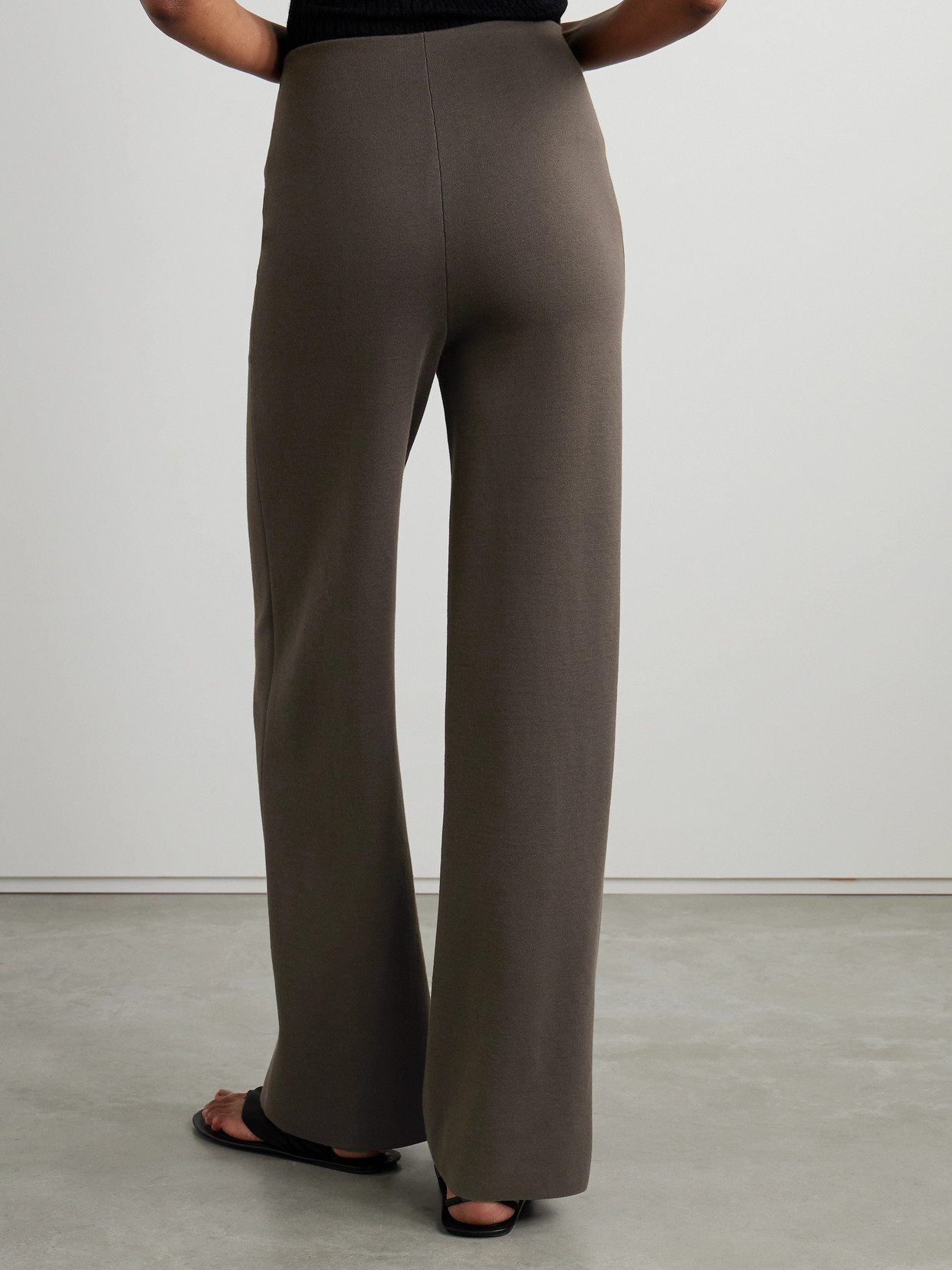 Fforme Perse Wool And Cotton-blend Wide-leg Pants In Brown