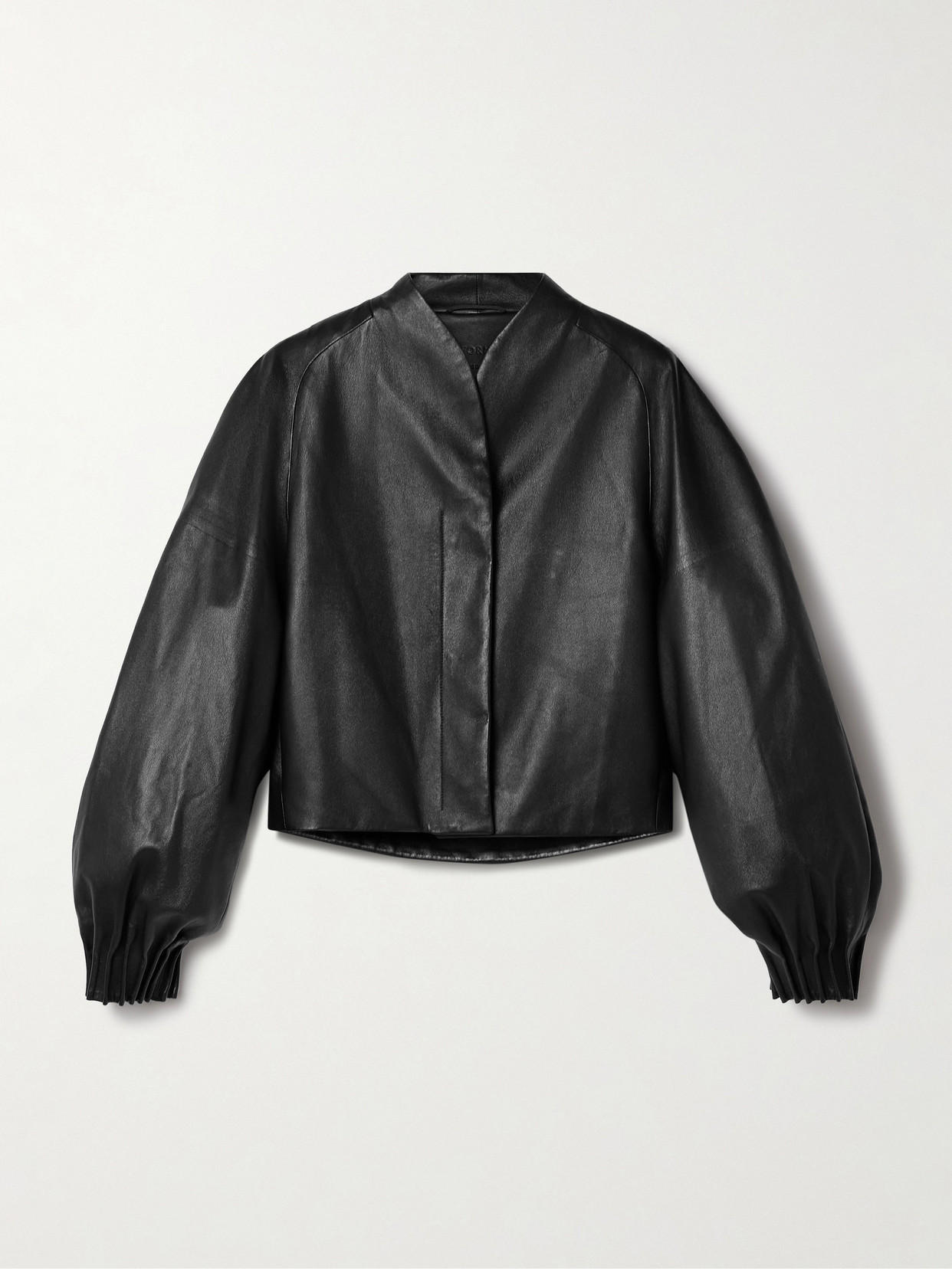 Fforme Aram Pleated Leather Jacket In Black