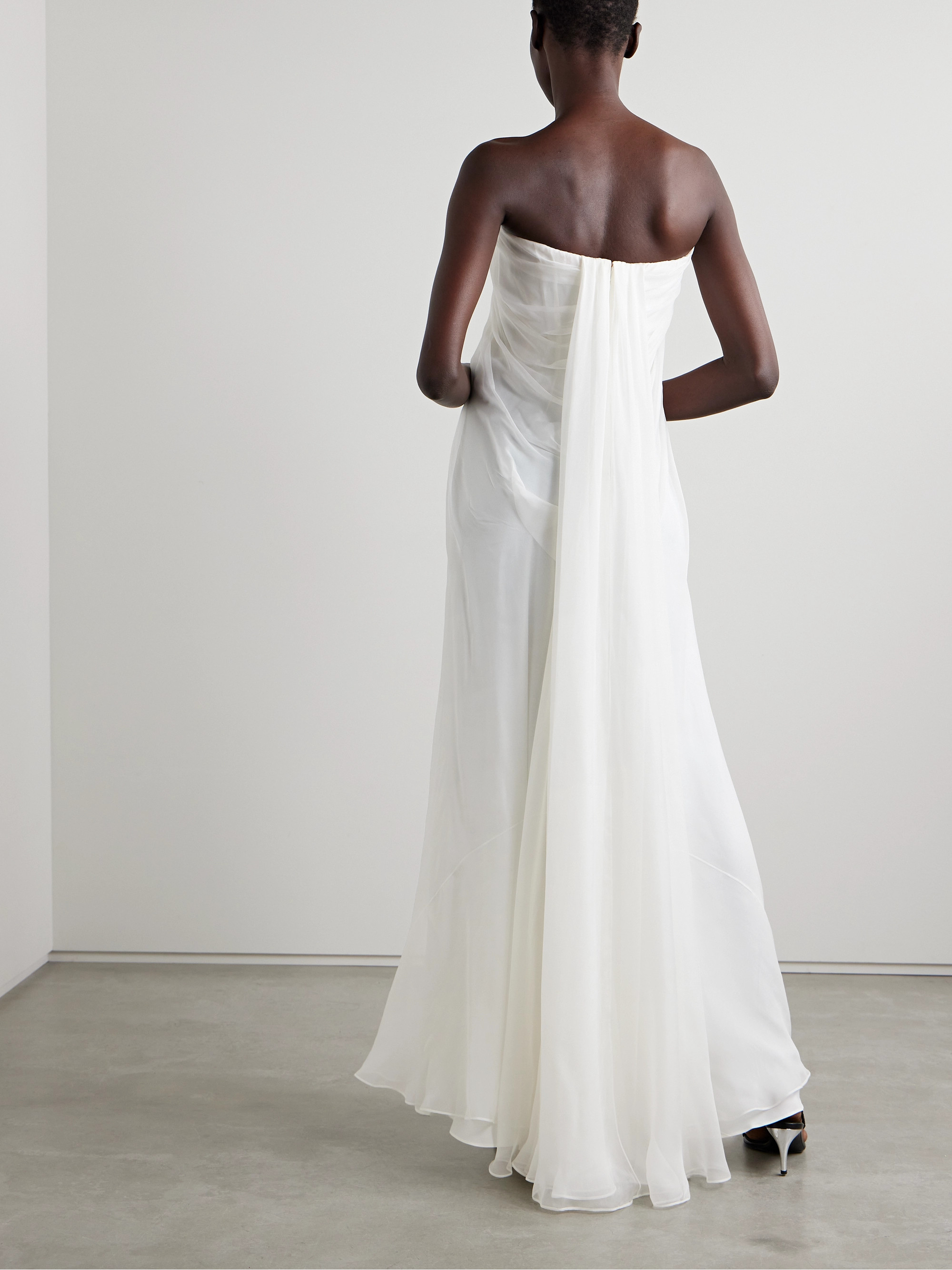 Alexander McQueen Strapless draped silk-chiffon gown