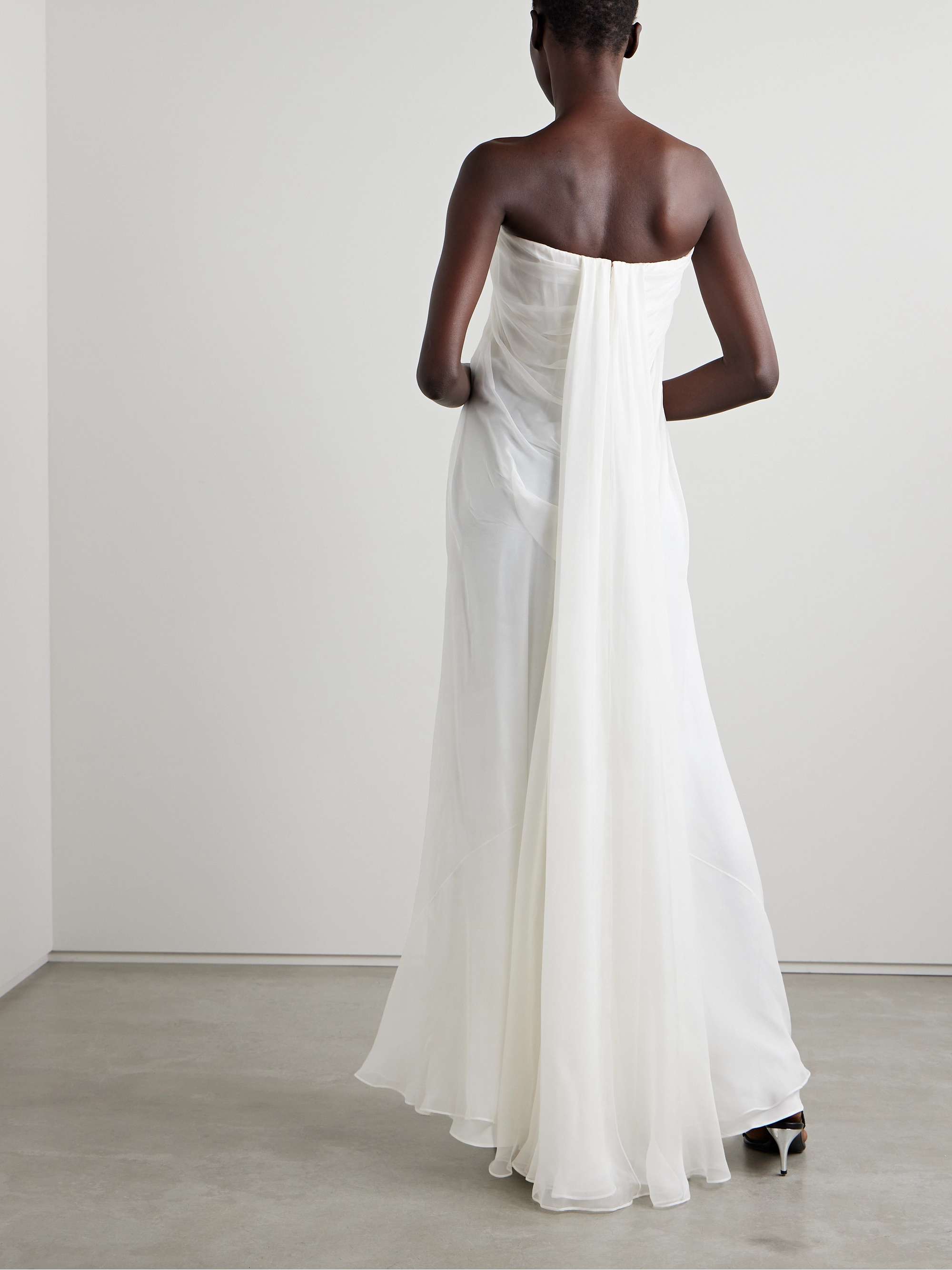 MCQUEEN Draped silk-chiffon gown