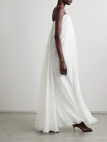 McQueen Strapless draped silk-chiffon bustier gown