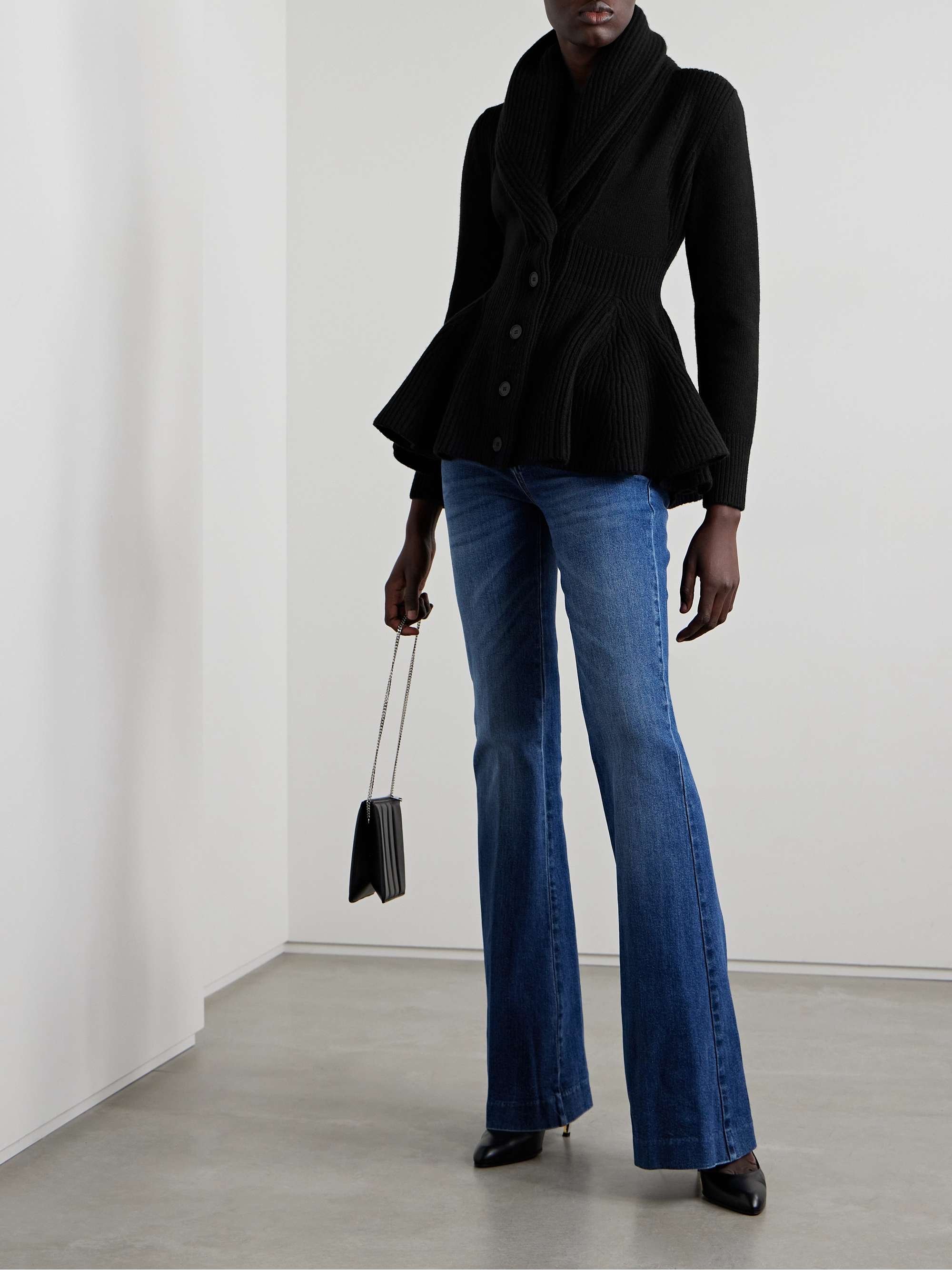 Alexander McQueen - High collar zipped cardigan black - The