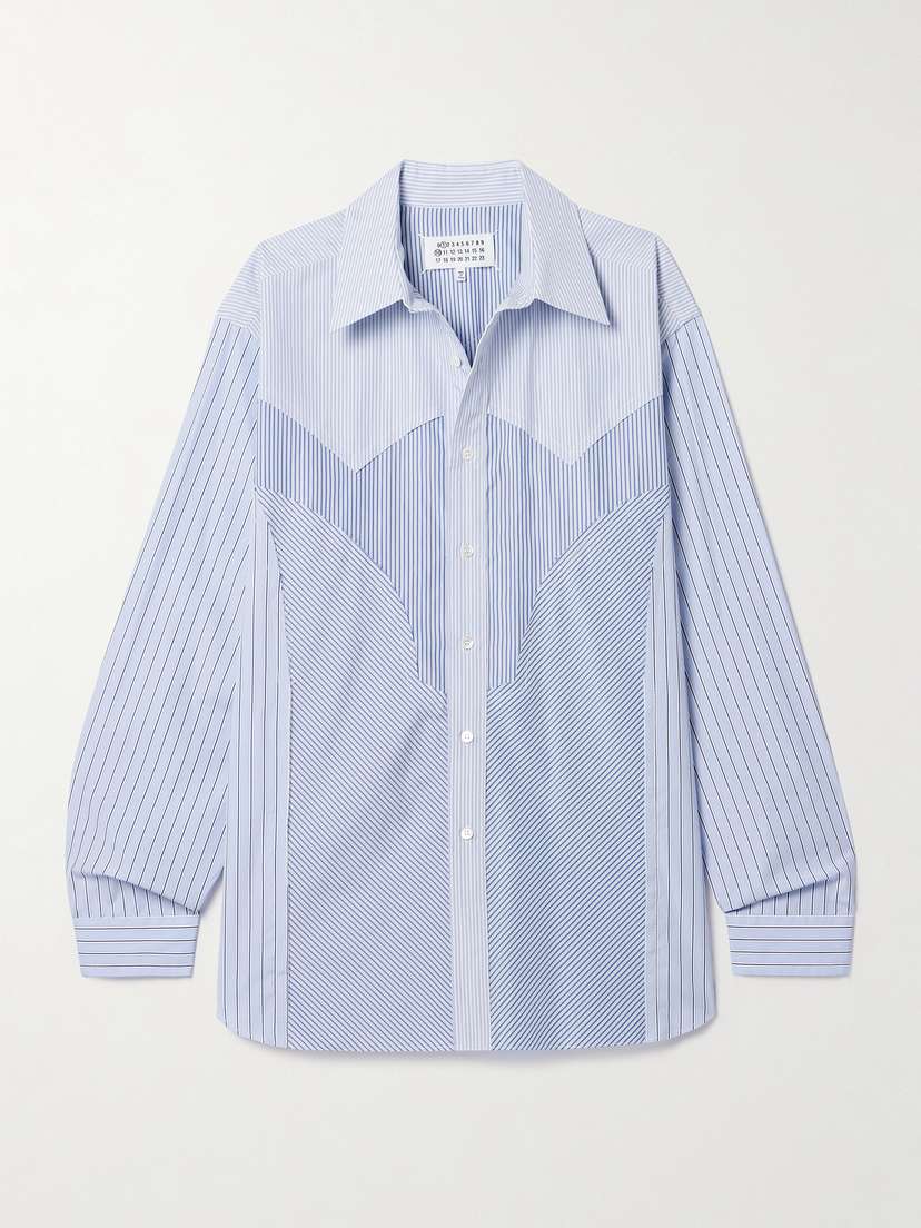 Maison Margiela Paneled Striped Cotton-poplin Shirt