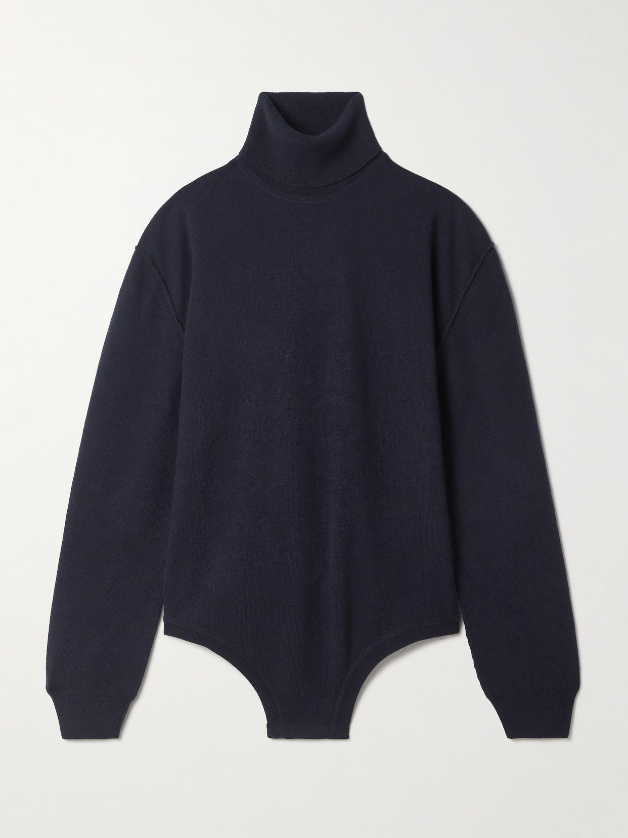 Maison Margiela Wool And Cashmere-blend Turtleneck Bodysuit In Blue