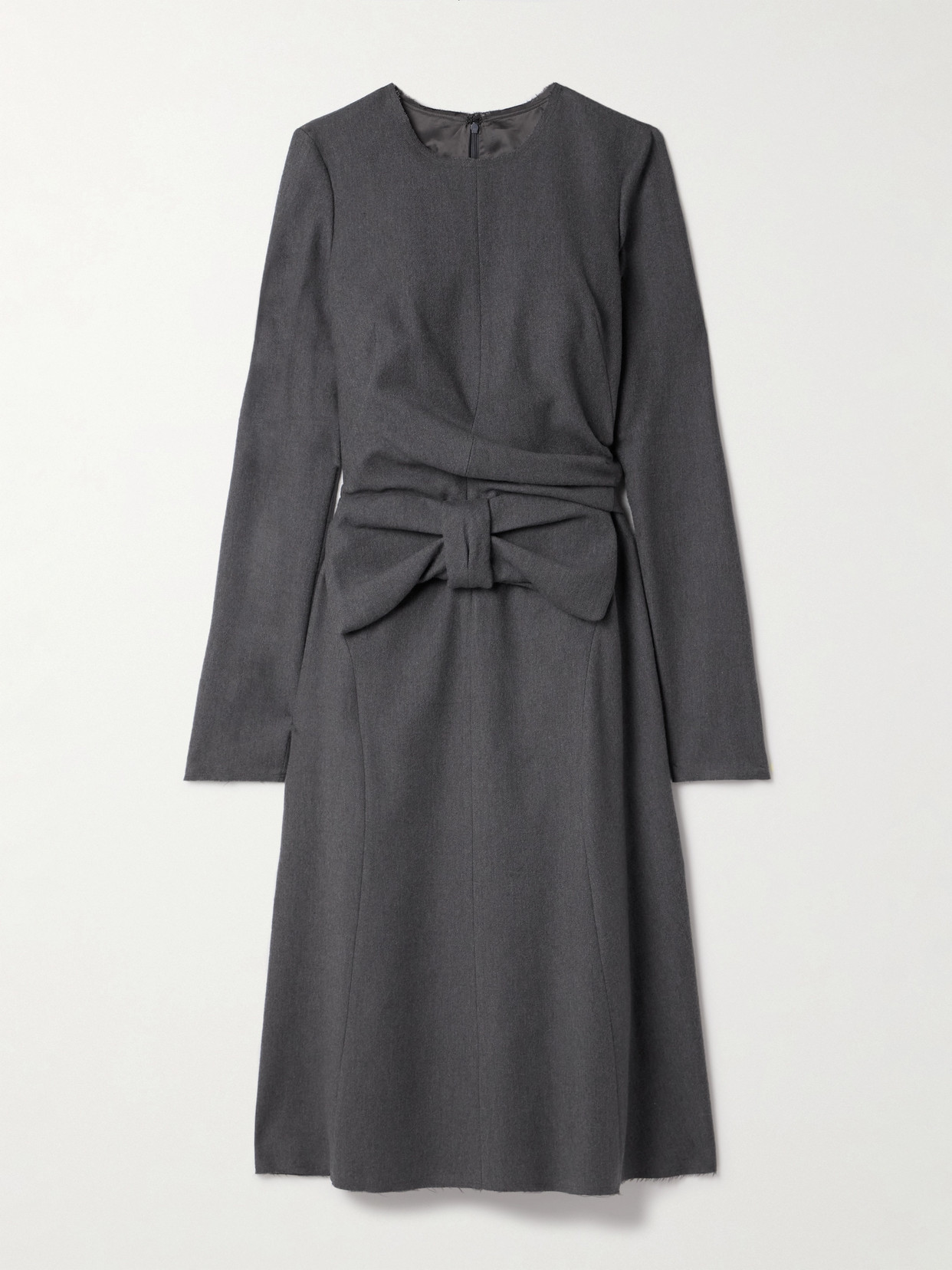 MAISON MARGIELA BOW-EMBELLISHED COTTON AND WOOL-BLEND TWILL MIDI DRESS