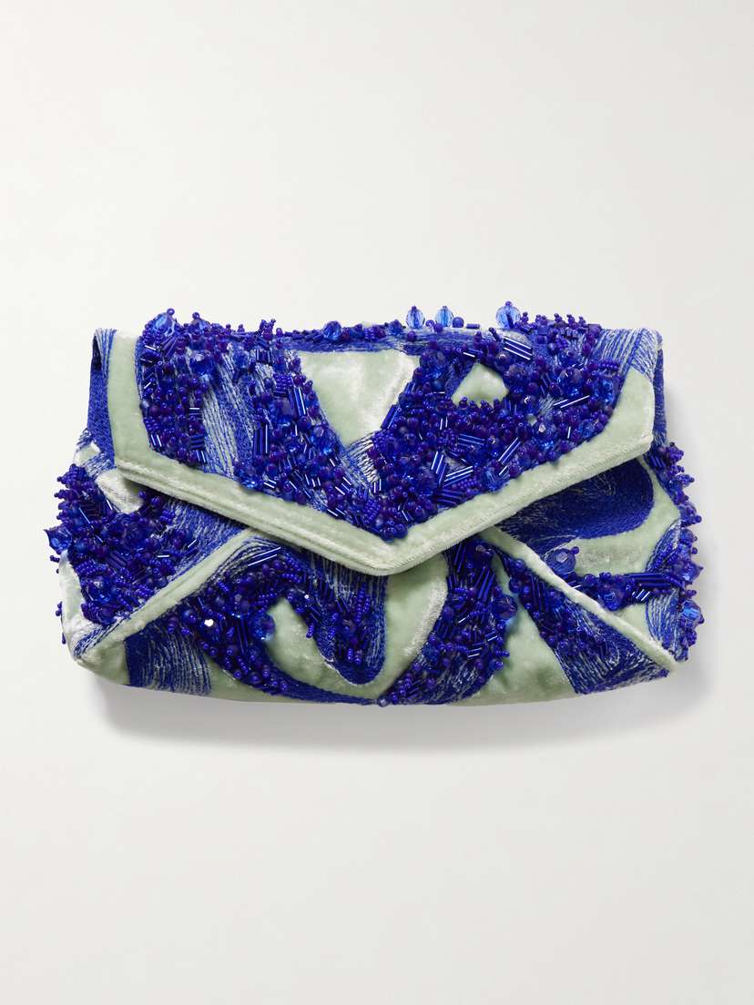 Dries Van Noten Bead-embellished Embroidered Velvet Clutch