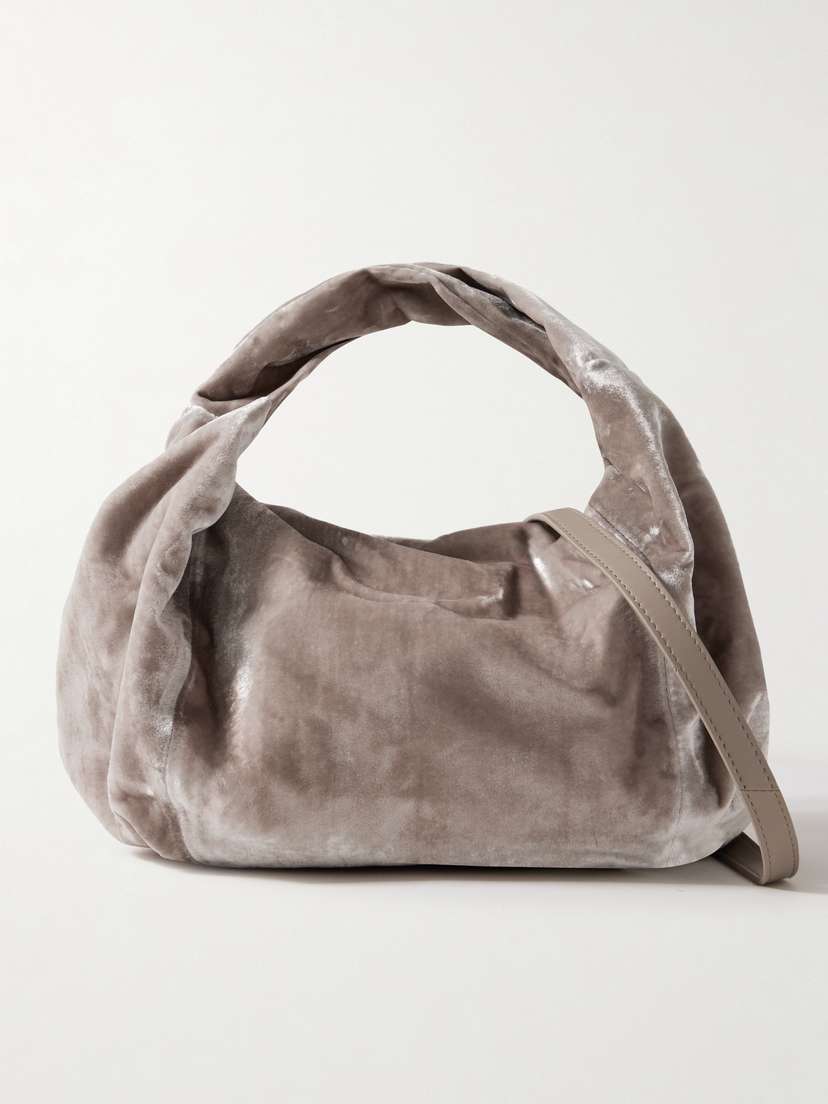 Dries Van Noten Gathered Crushed-velvet Tote