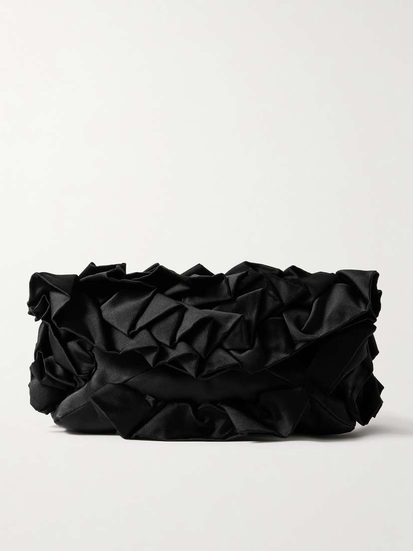 Dries Van Noten Ruffled Satin Clutch