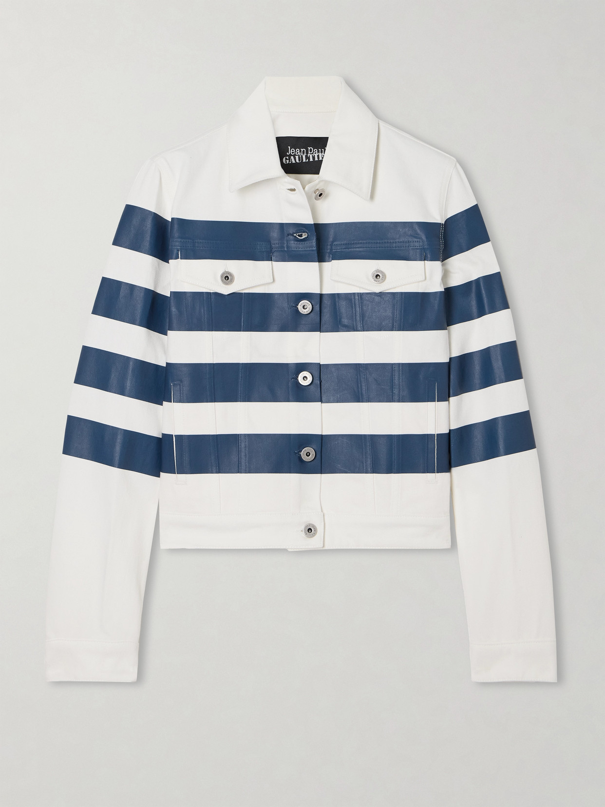 Jean Paul Gaultier - Striped Denim Jacket - White