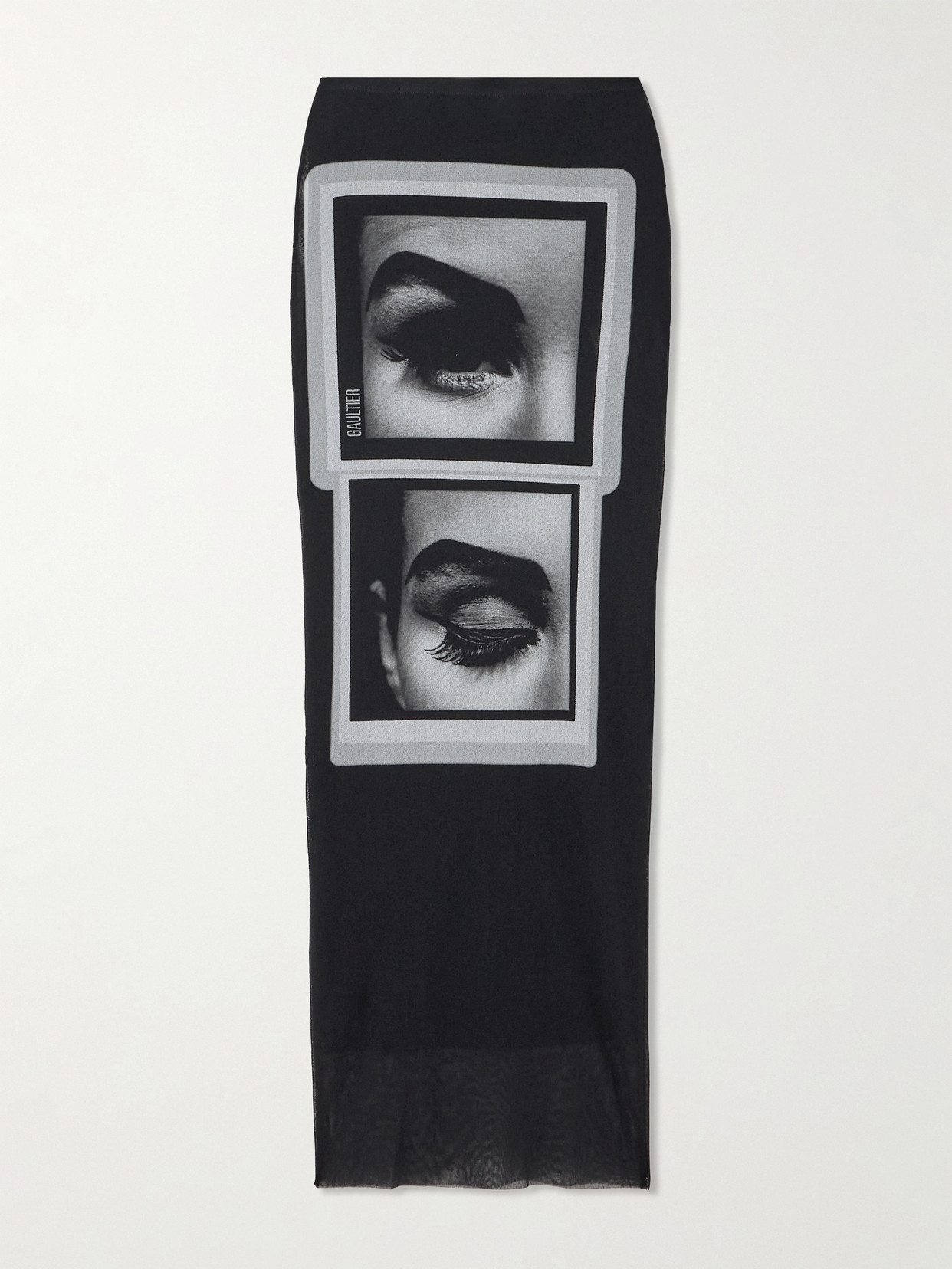 Jean Paul Gaultier - Printed Mesh Midi Skirt - Black