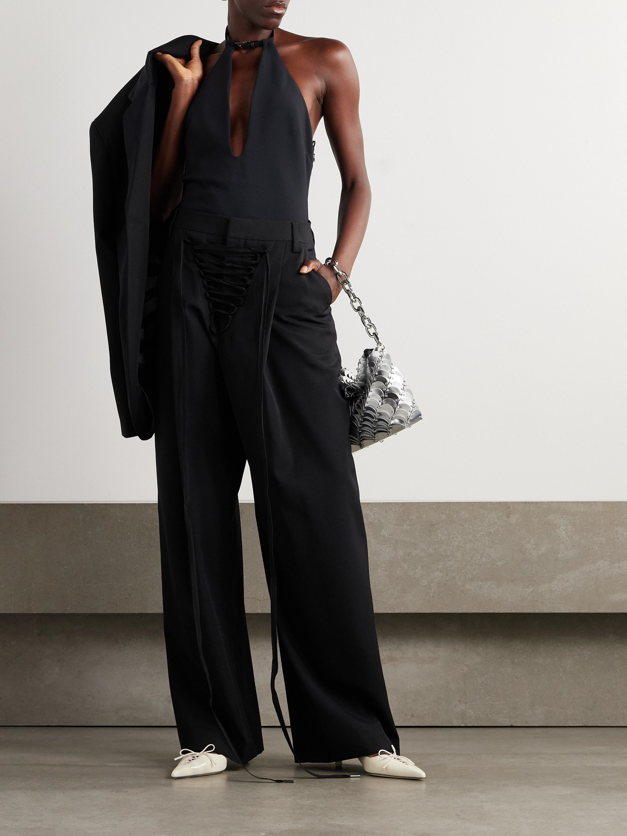 Jean Paul Gaultier Wool Wide-leg Pants In Black