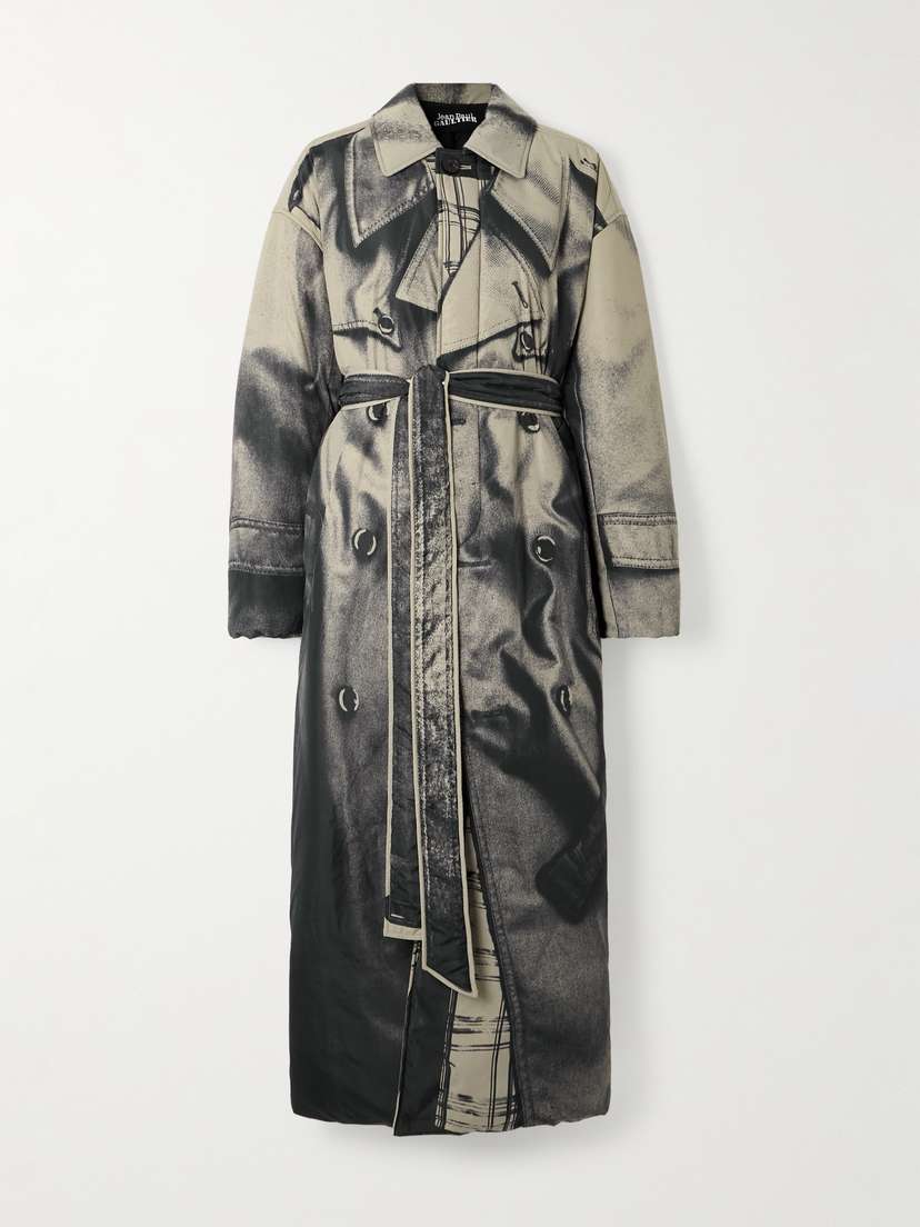Jean Paul Gaultier Belted Padded Printed Cotton-gabardine Trench Coat