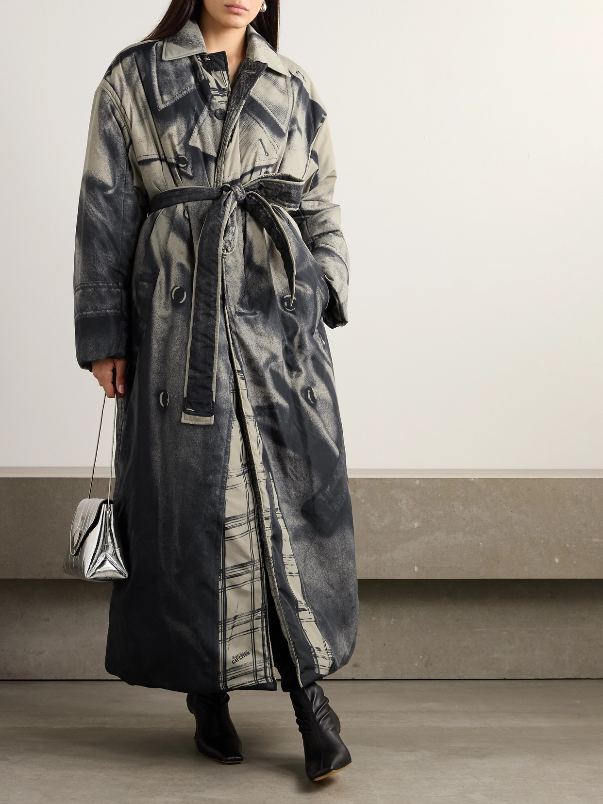 Jean Paul Gaultier Trench Trompe Loeil Belted Oversized Trench Coat In Multi