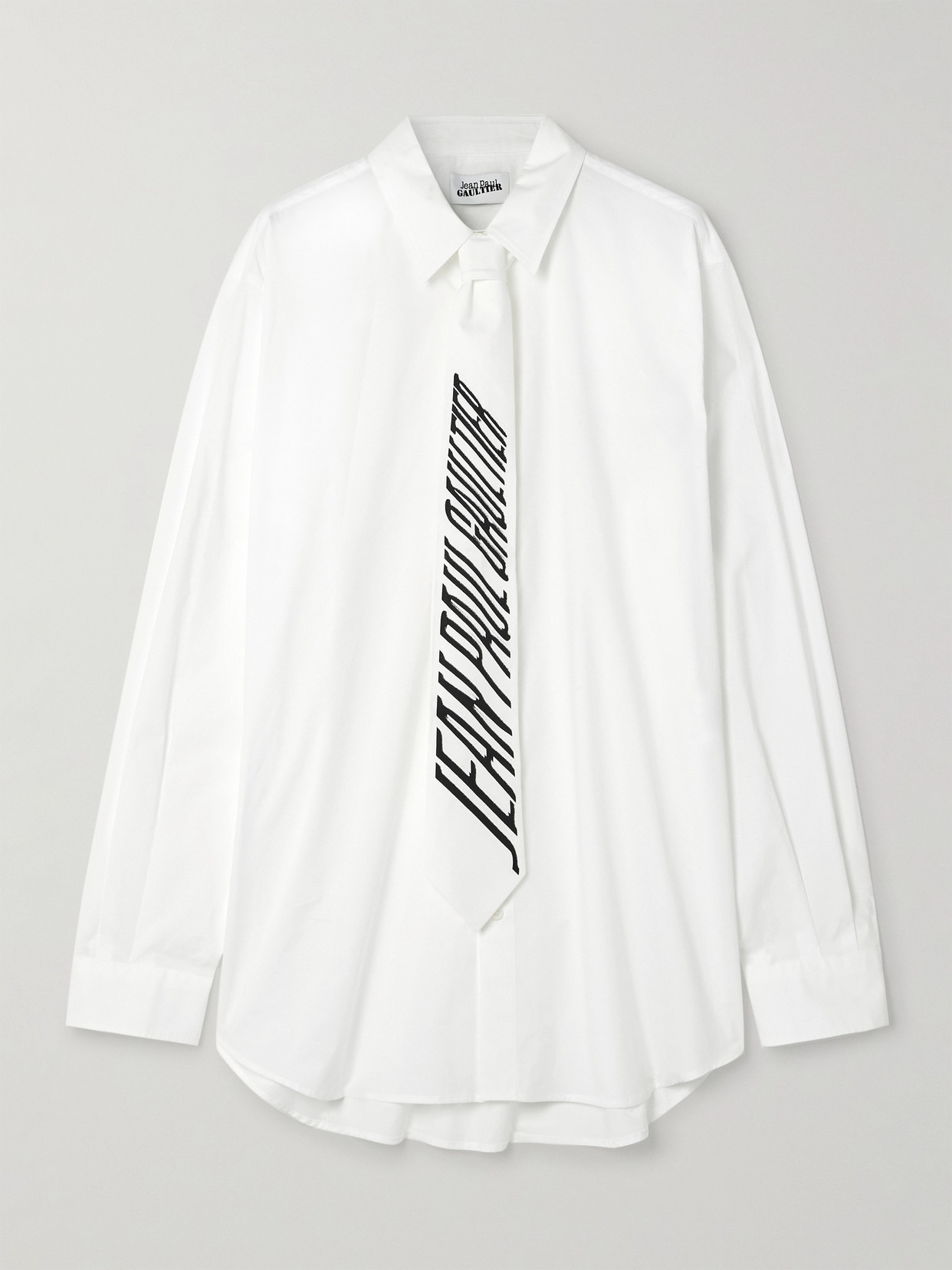 Jean Paul Gaultier - Printed Tie-detailed Cotton-poplin Shirt - White
