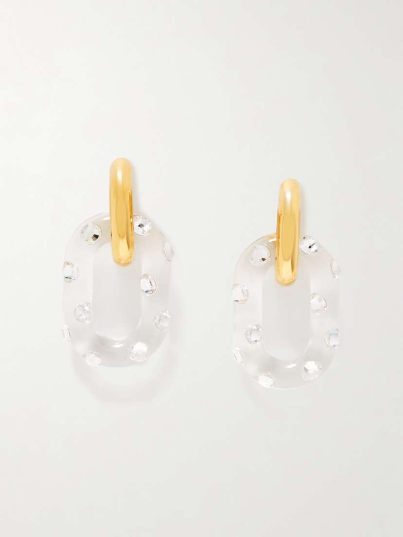 Rabanne Xl Link Gold-tone, Crystal And Resin Earrings