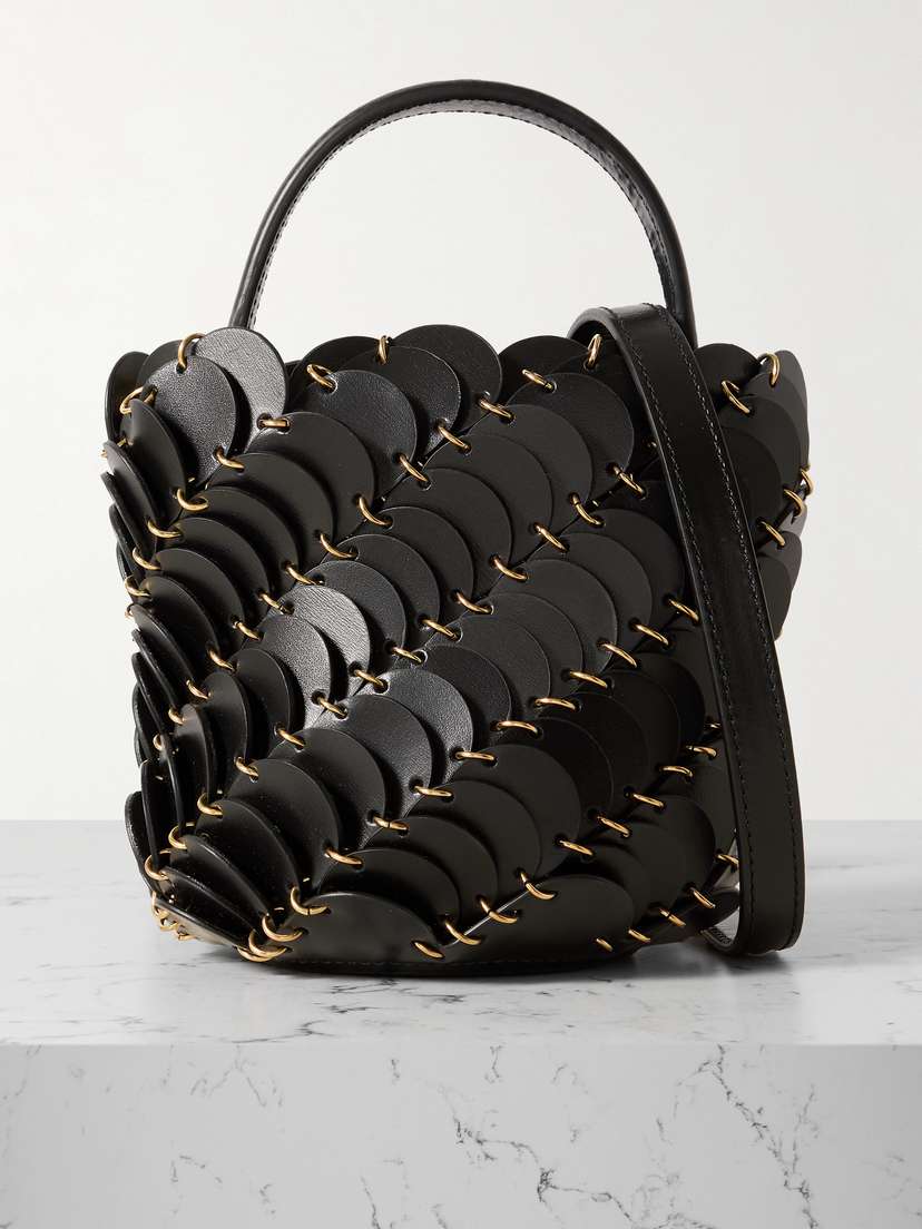 Rabanne Small Embellished Leather Bucket Bag