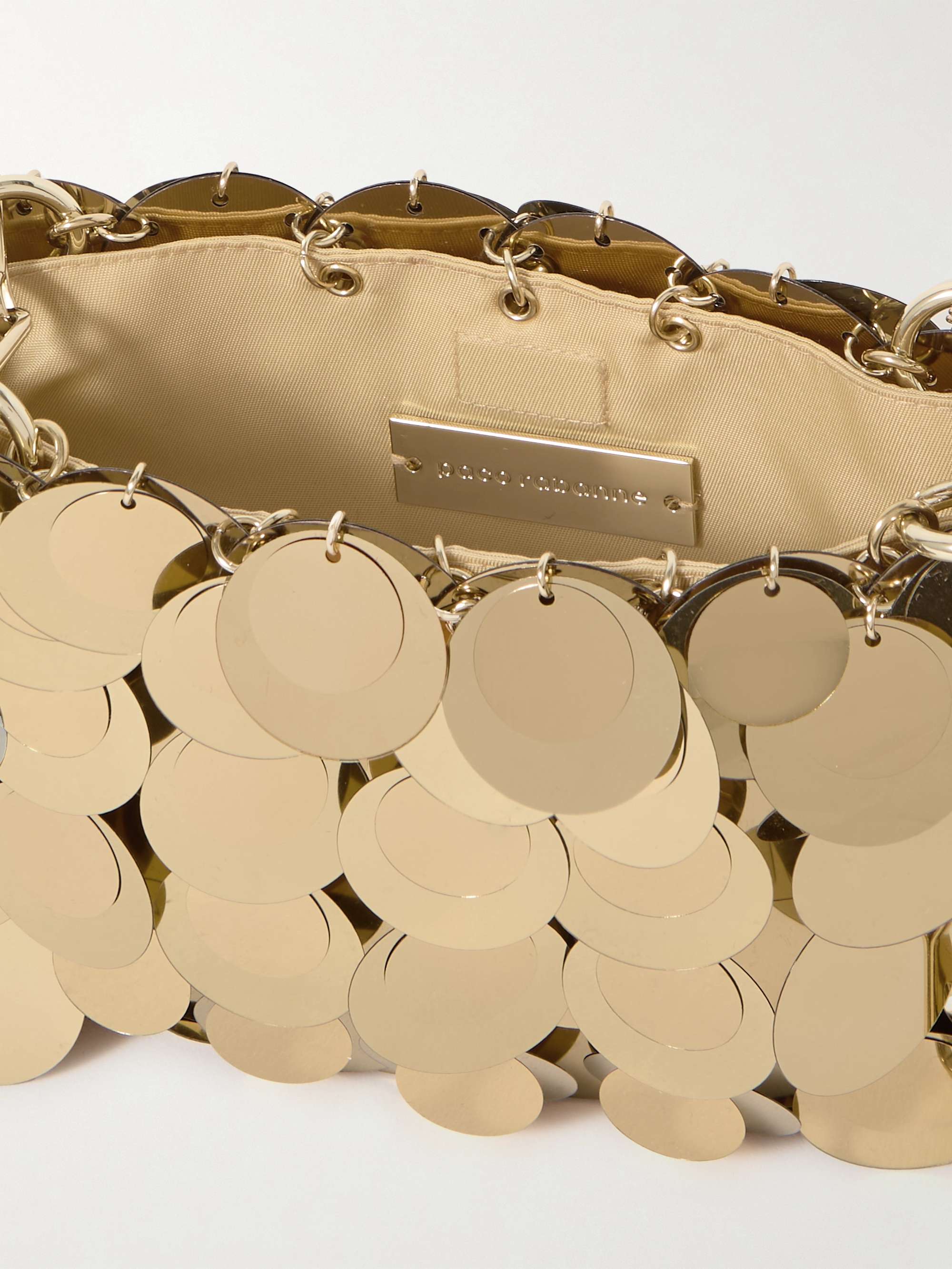 GOLD SPARKLE DISCS NANO BAG | Rabanne