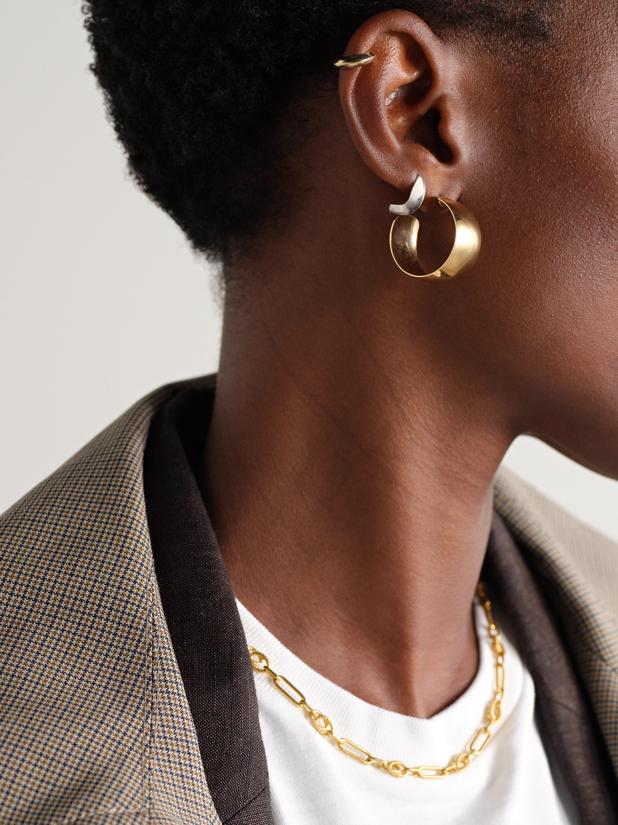 Loren Stewart Midi Dome Gold Vermeil Hoop Earrings In Gold